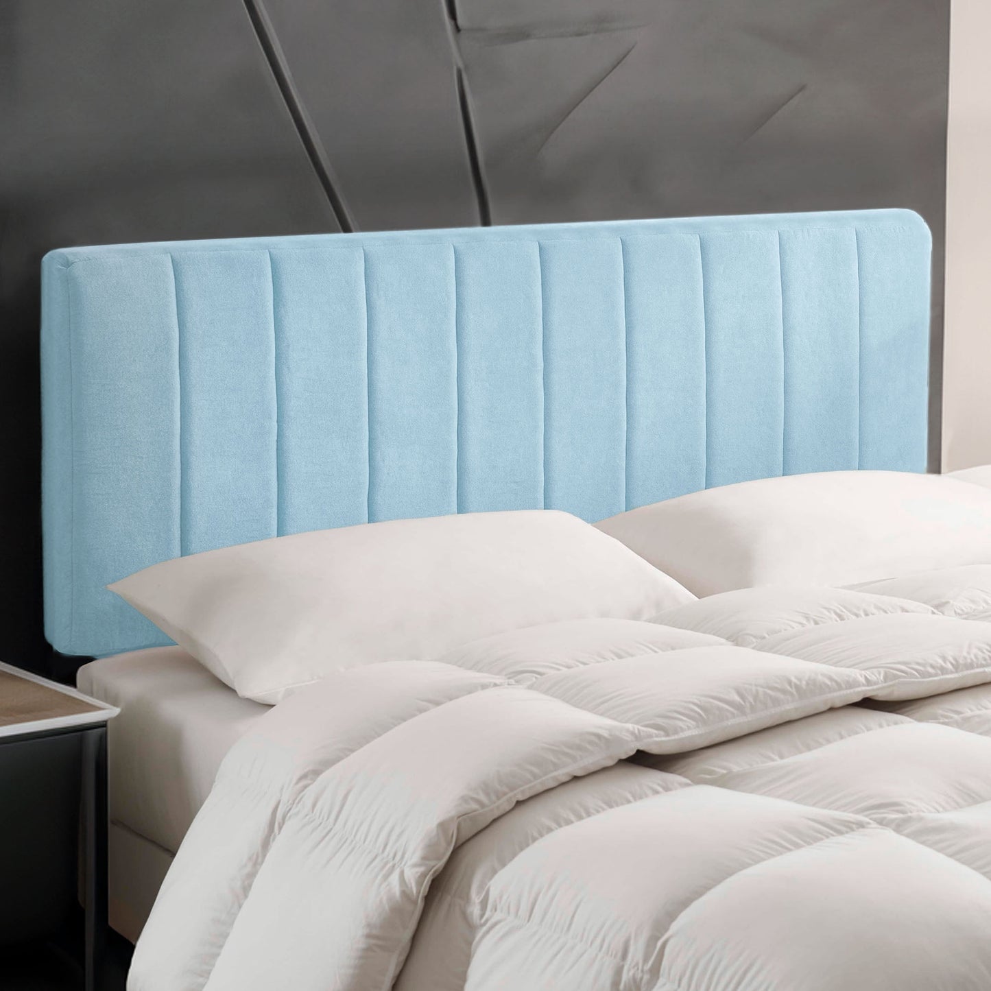 Lammlaoe Twin Headboard, Upholstered Wall Mounted, Peel and Stick Installation, Sound Reducing 3D Panel Design, Easy Assembly, Slate Blue