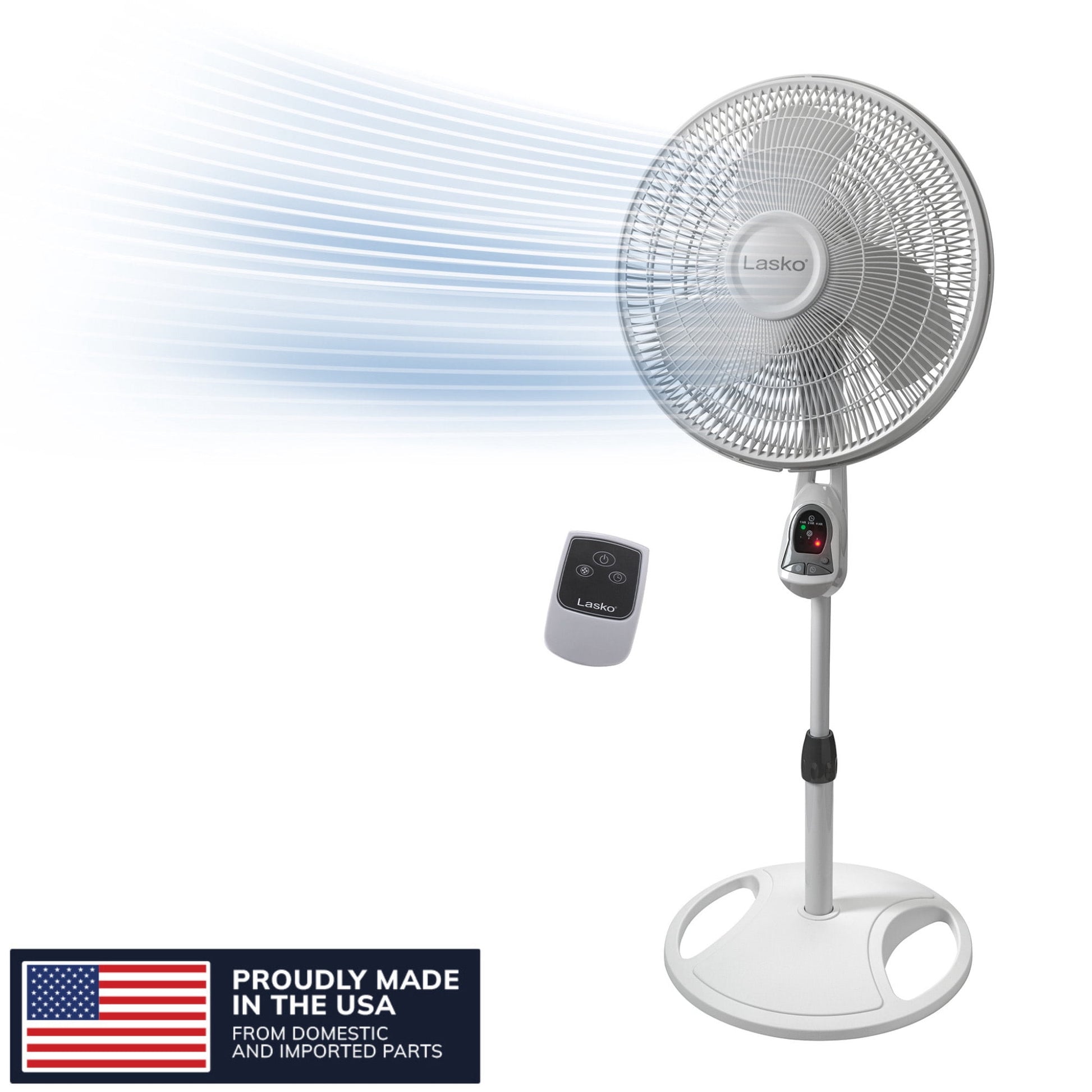 Lasko 16" 3-Speed Oscillating, Remote, Timer, Adjustable Height Pedestal Fan 1646