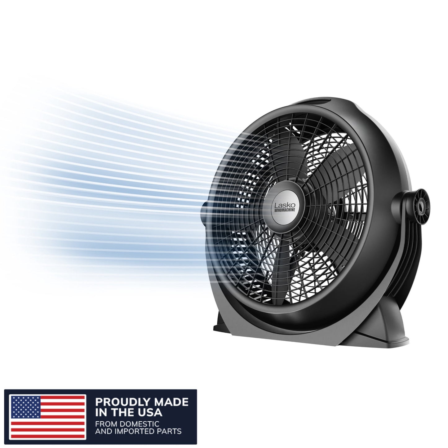 Lasko WindMachine 20" Large Floor Fan with Pivoting Head for Whole Room Cooling, Portable Indoor 3-Speed Air Circulator, Black, A20305