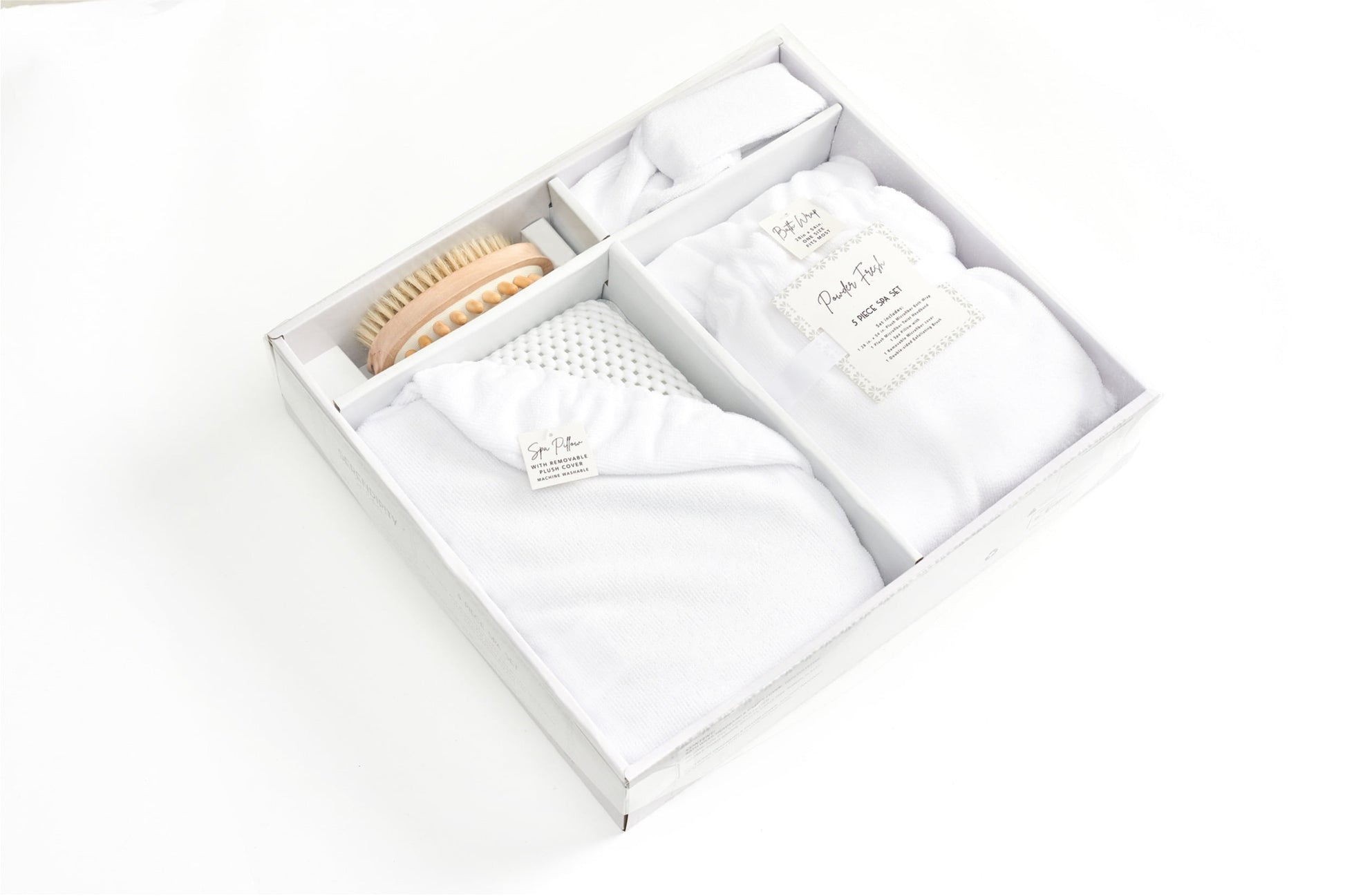Lavender and Sage Luxury 4-Piece Towel Wrap Bath Spa Gift Box Set, White