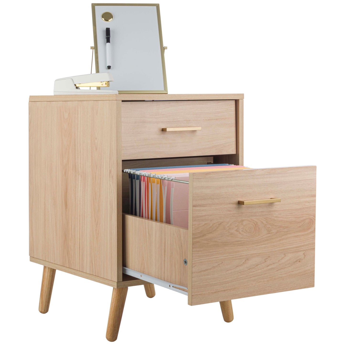 Lavish Home 2 Drawer File Cabinet with Adjustable Hanging Bars for Office Storage, Natural