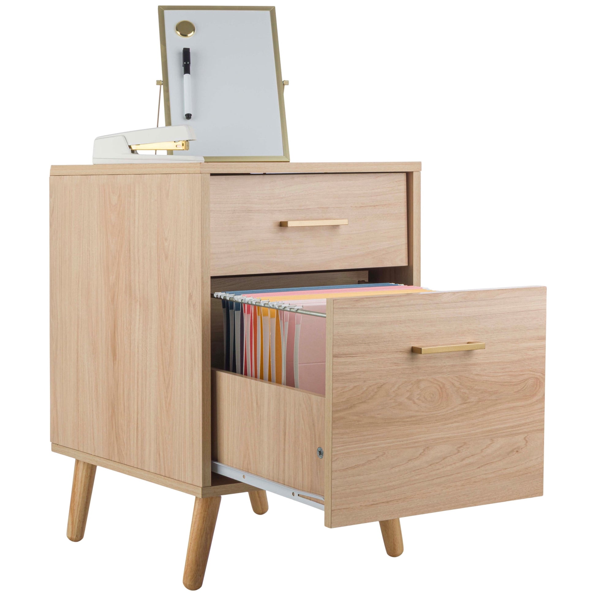 Lavish Home 2 Drawer File Cabinet with Adjustable Hanging Bars for Office Storage, Natural