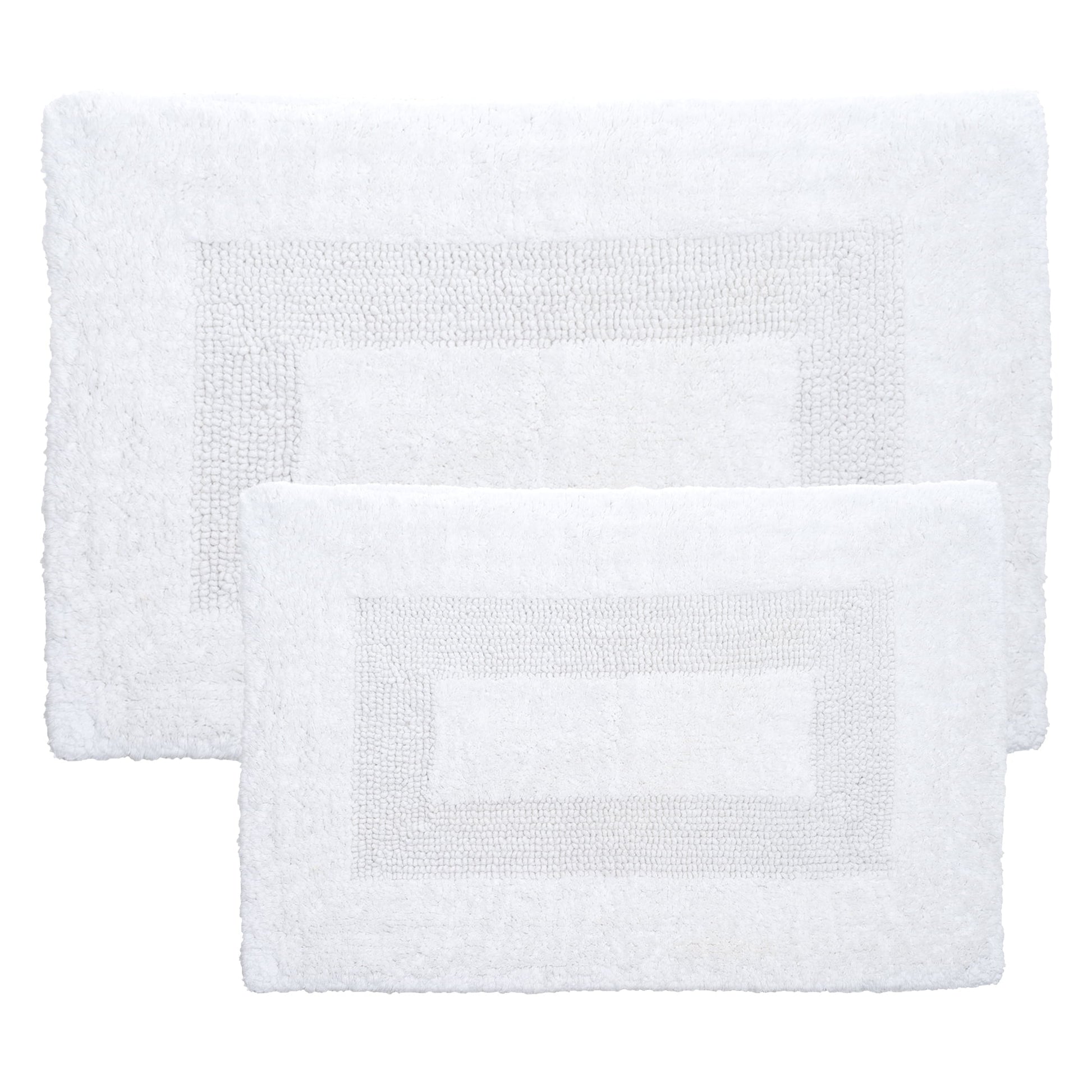Somerset Home 2-Piece Machine Washable Cotton Bathroom Mat Set (White)