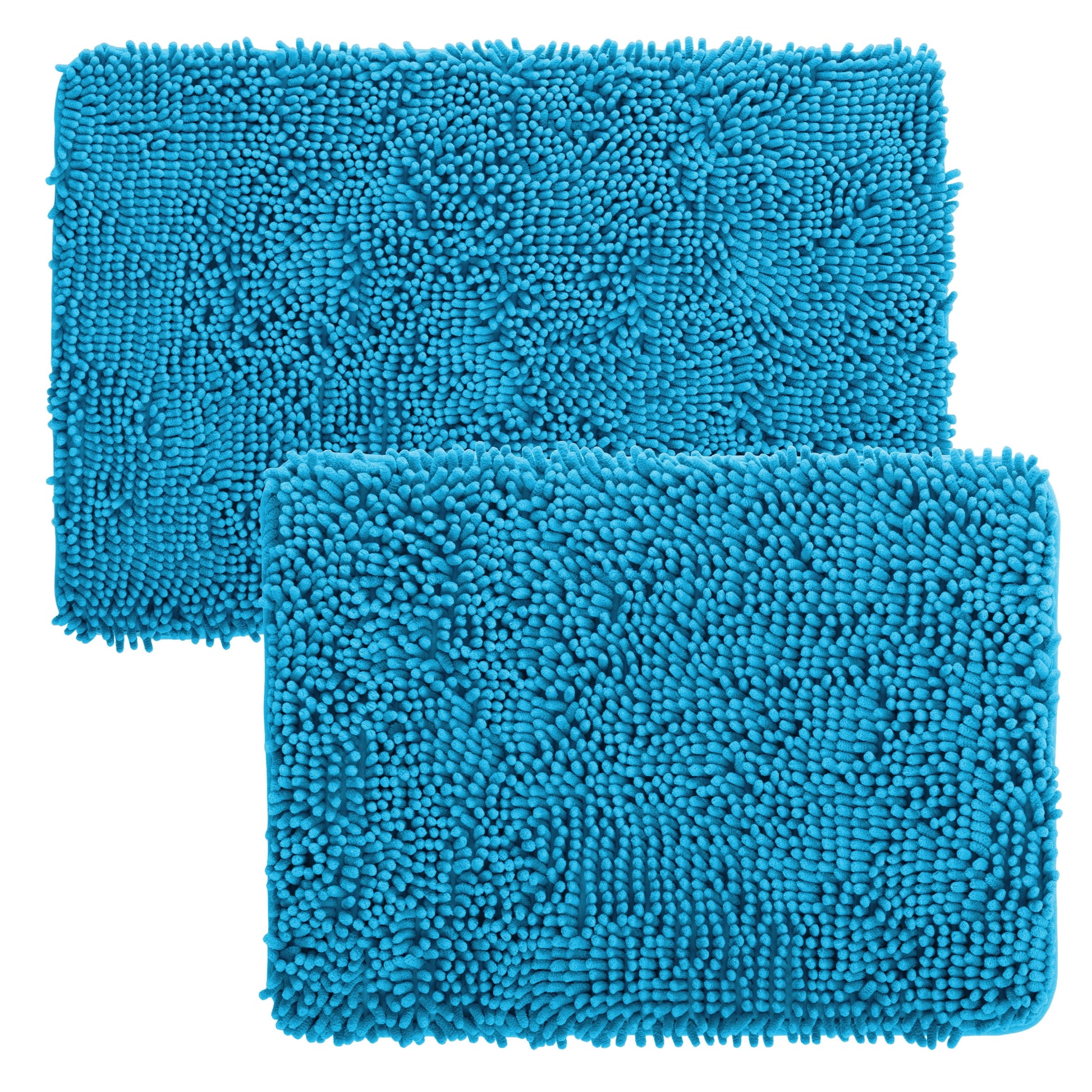 Lavish Home 2-Piece Memory Foam Bath Mat Set with Non-Slip Base (Blue)