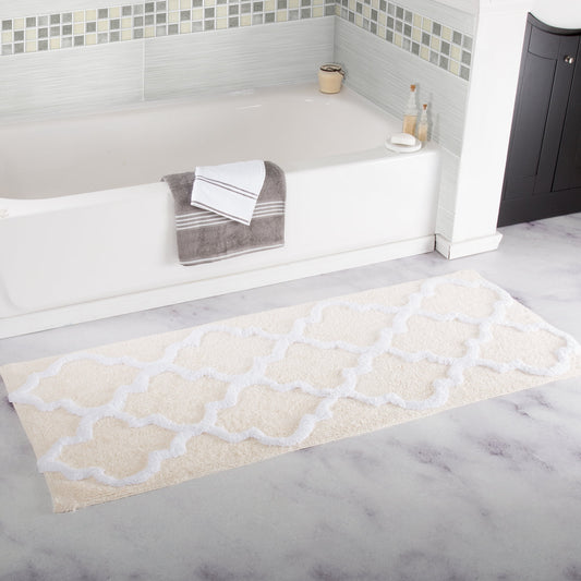 Somerset Home 100% Cotton Trellis Bathroom Mat - 24x60 inches - Seafoam