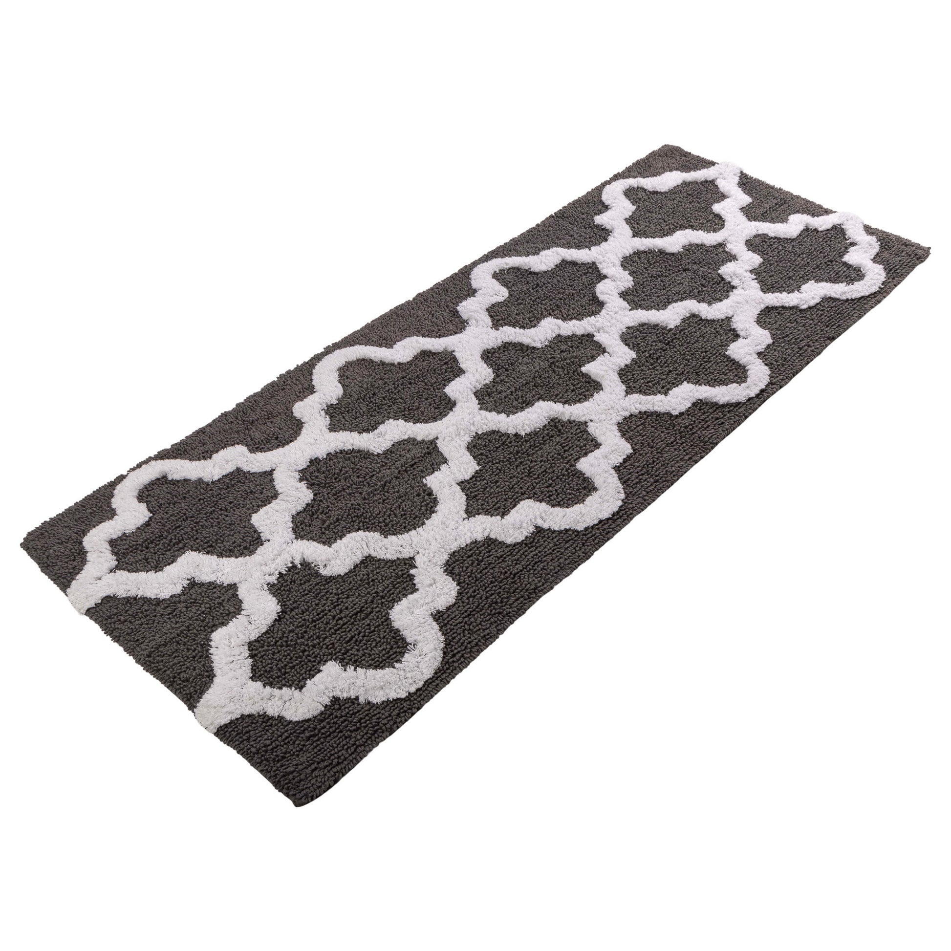 Lavish Home 28x54.5 Inch Bathroom Rug - Non Slip Cotton Bath Mat (Charcoal)