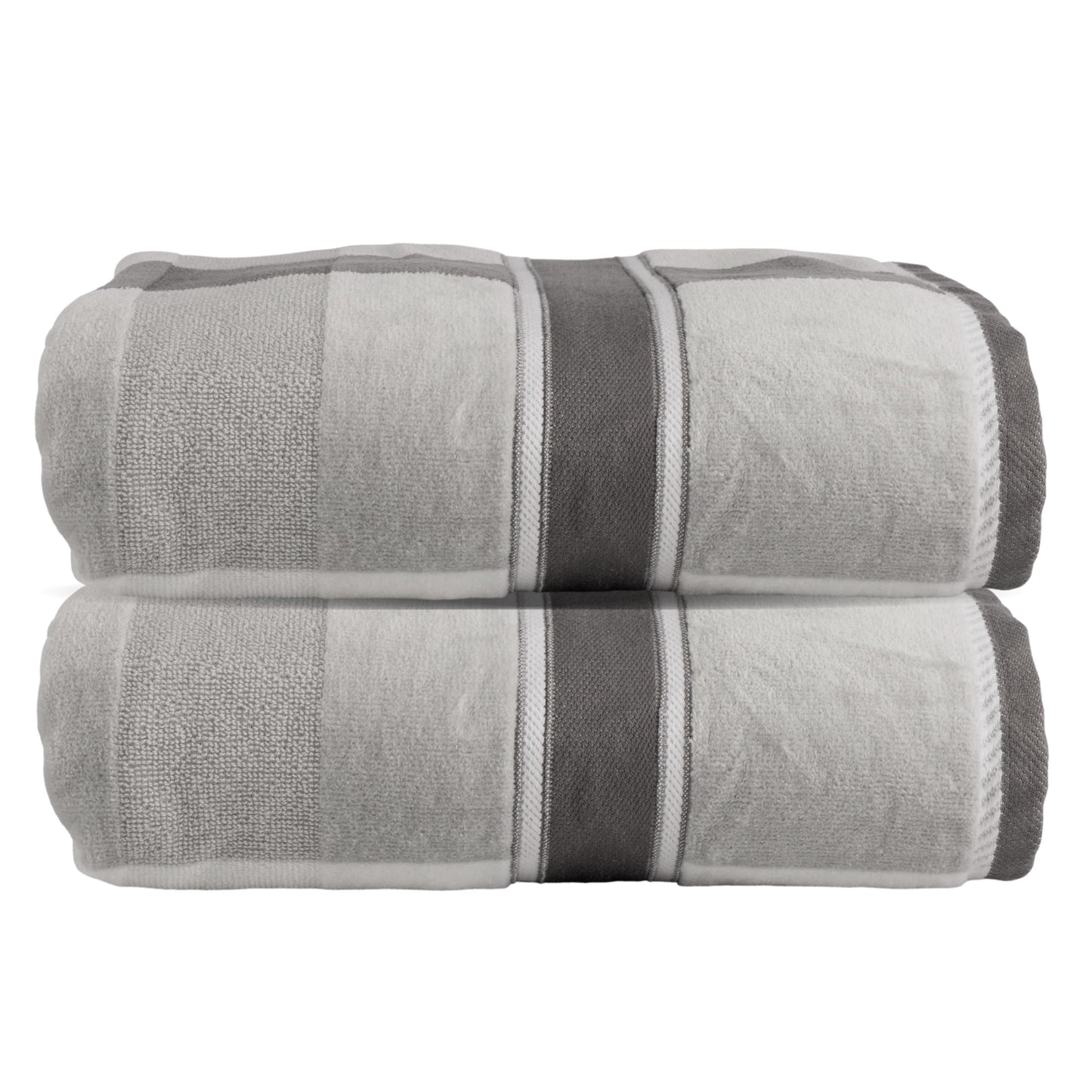 Lavish Home 2PC Cotton Towel Set - 35x70in Extra Large Bath Towels (Gray)