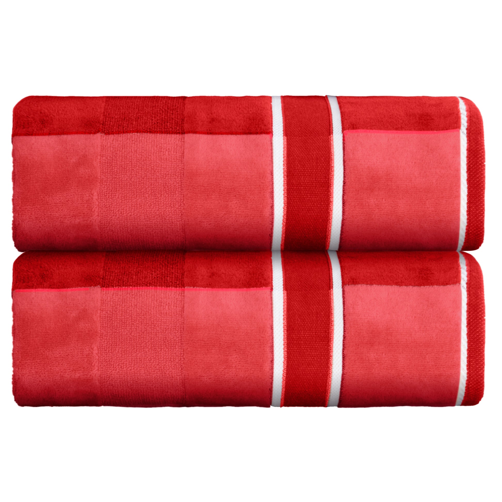 Lavish Home 2PC Cotton Towel Set - 35x70in Extra Large Bath Towels (Red)