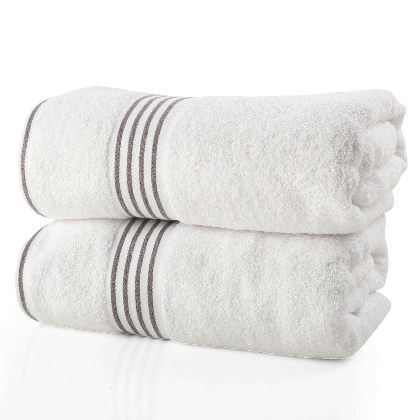 Lavish Home 35x70 Bath Towels - 2PC Quick Dry Cotton Towel Set, White/Gray