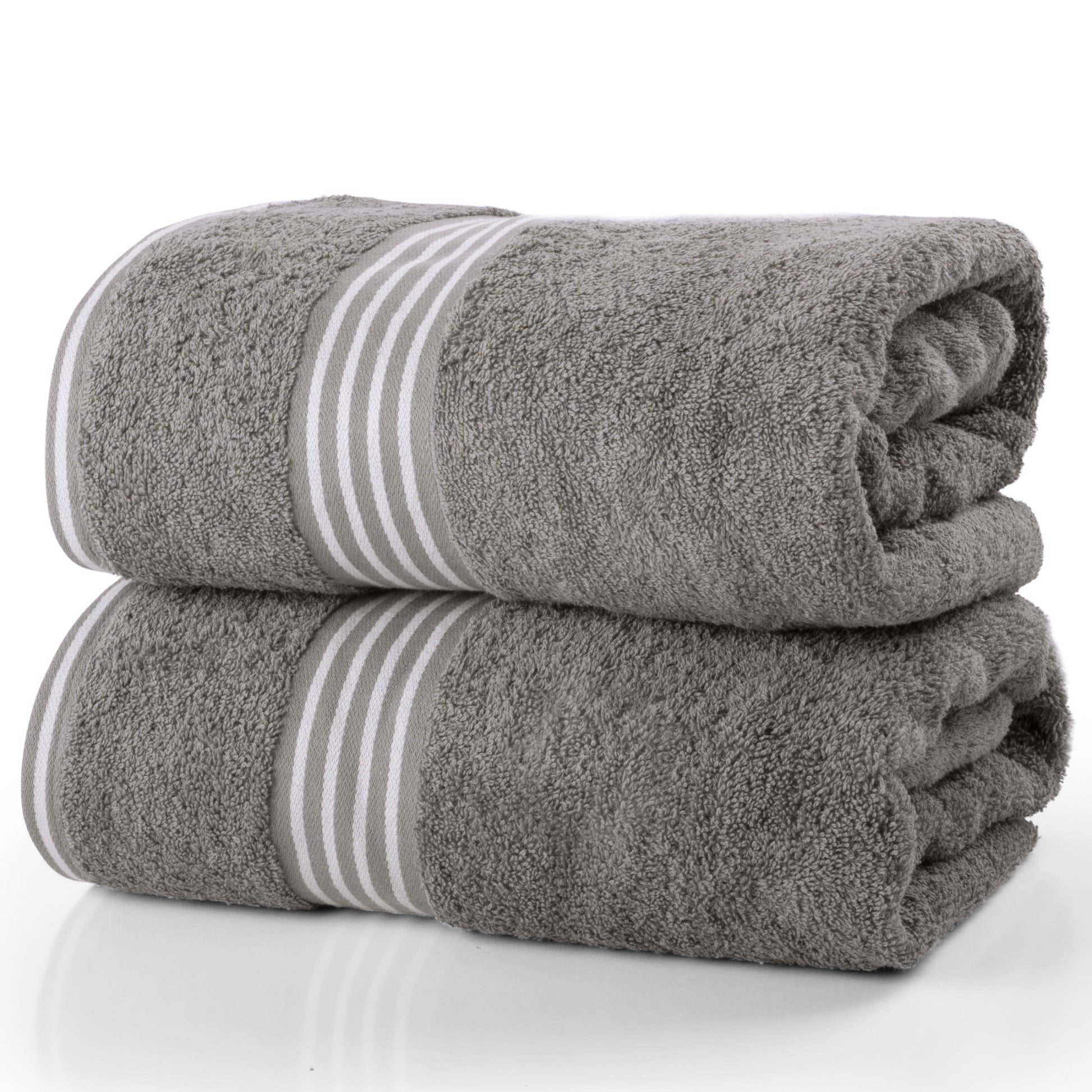 Lavish Home 35x70in Bath Towels - 2PC Quick Dry Cotton Towel Set (Gray)