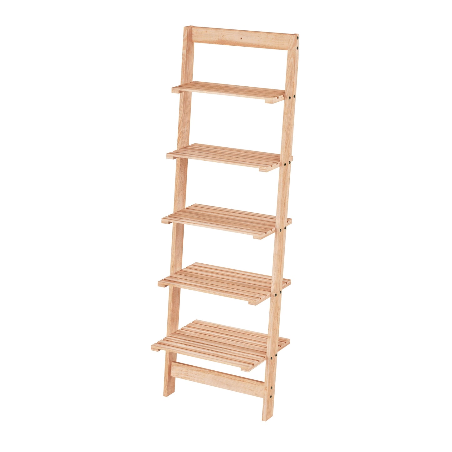 Lavish Home Ladder Bookshelf, 50-Inch Wooden Bookcase, Oak Finish