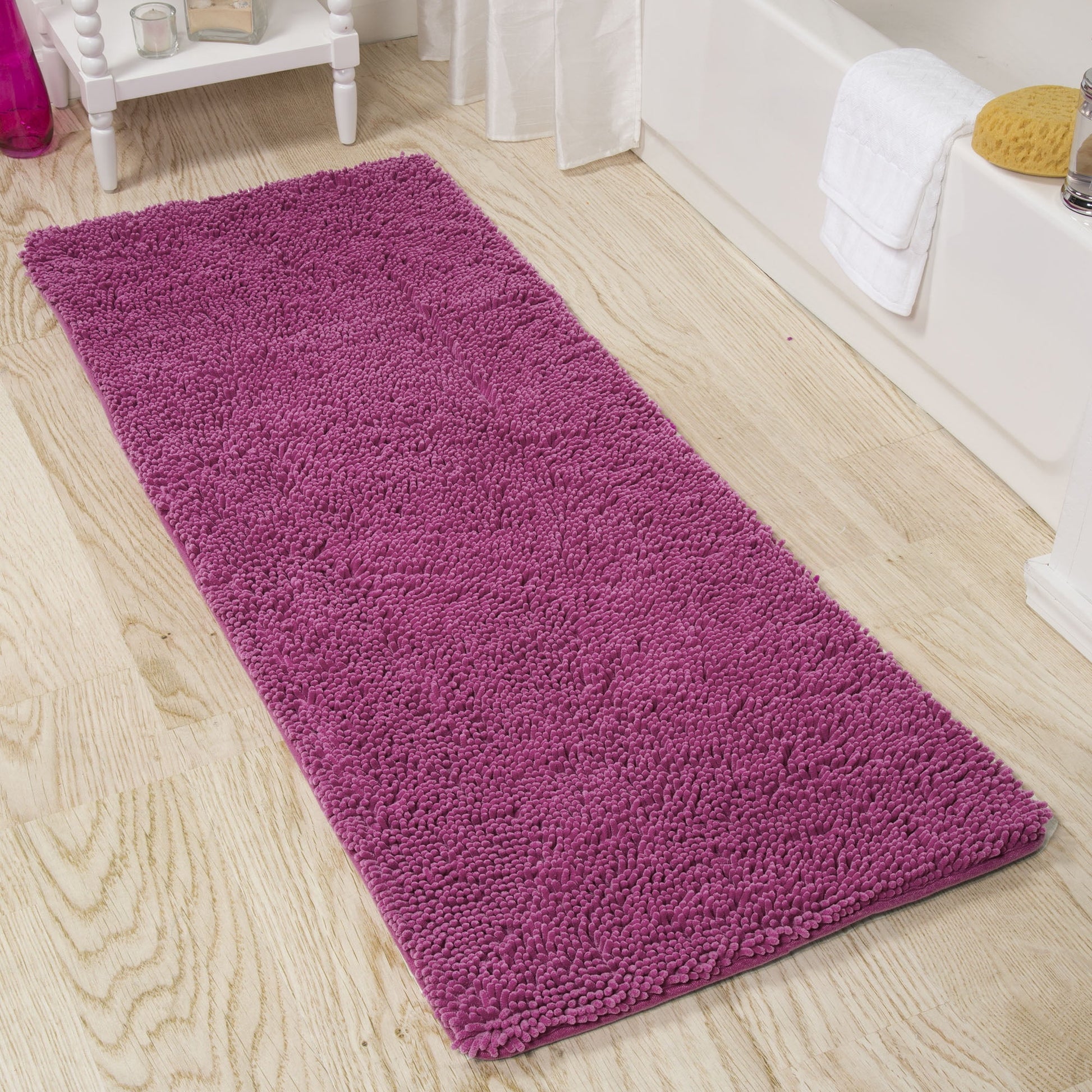 Lavish Home 58x24-Inch Non-Slip Shag Memory Foam Bath Mat (Pink)