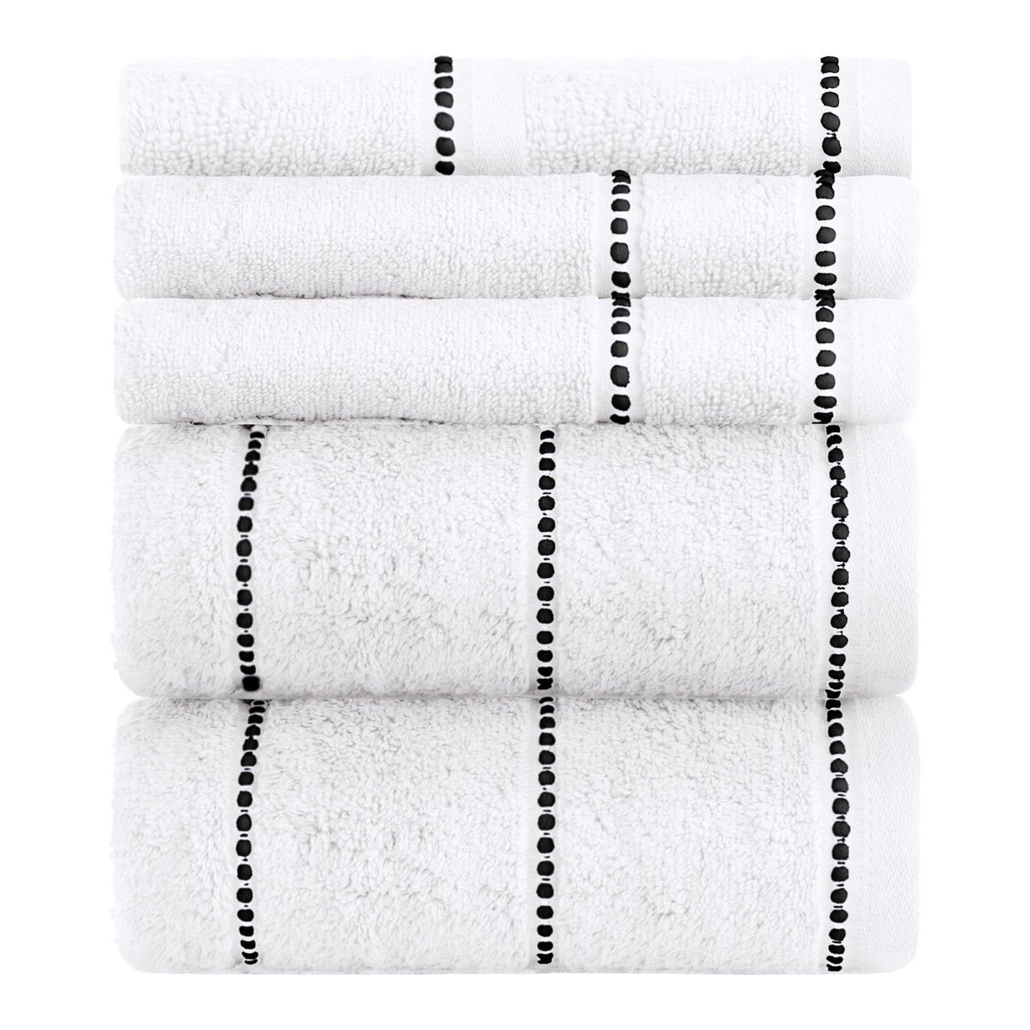 Lavish Home 6PC 525GSM 100% Cotton Towel Set for Bath, Gym, and Spa (White)