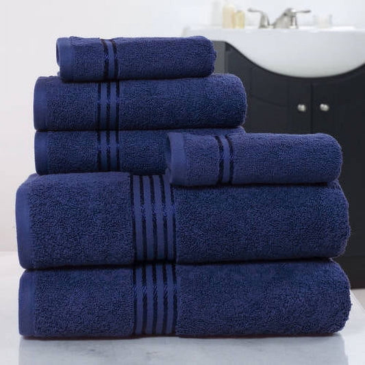 Lavish Home 6 Piece Towel Set - 625GSM Cotton Bathroom Accessories (Navy)