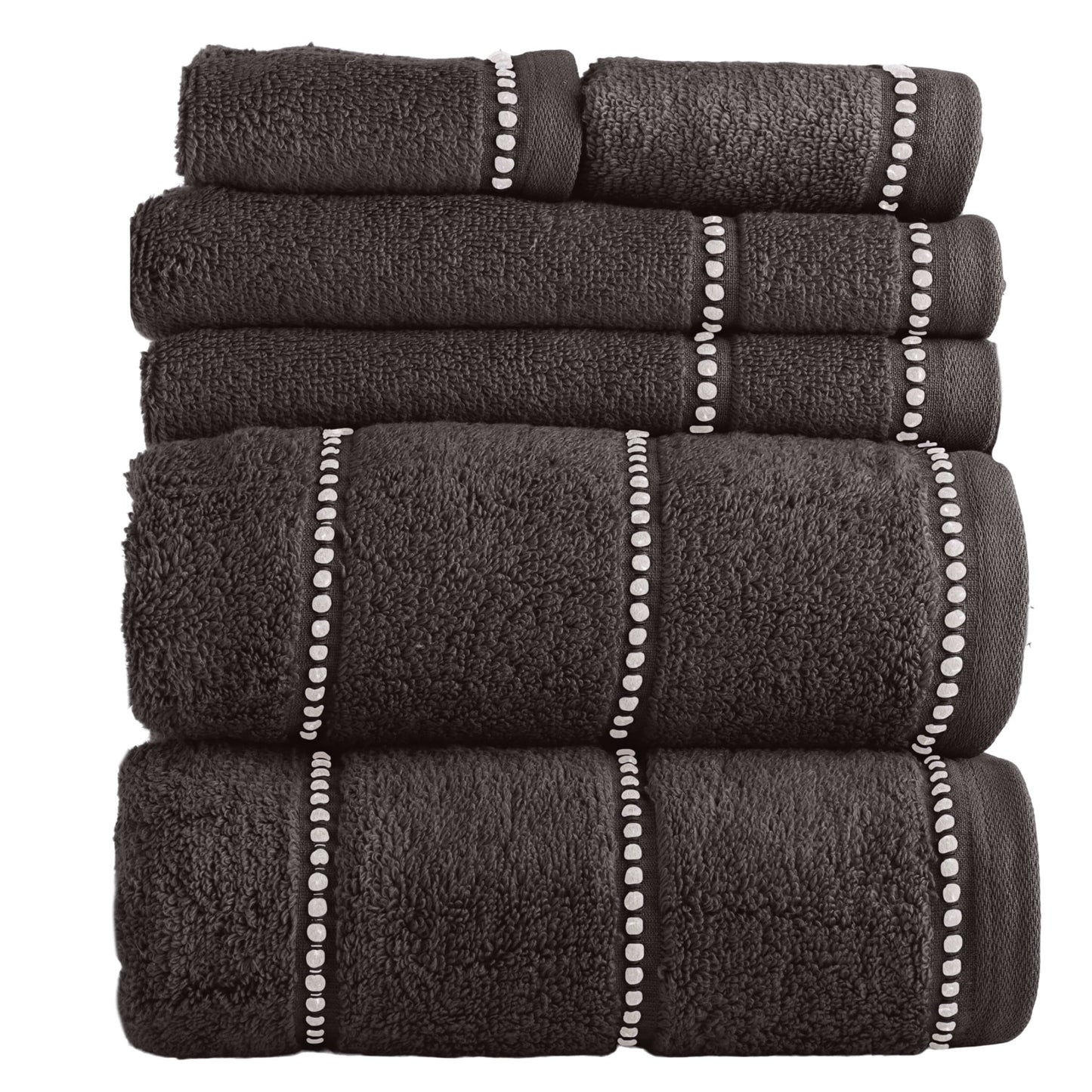 Lavish Home 6-Piece Quick Dry Bath Towels Set - 100% Cotton Towel Set for Bath, Gym, and Spa (Charcoal)