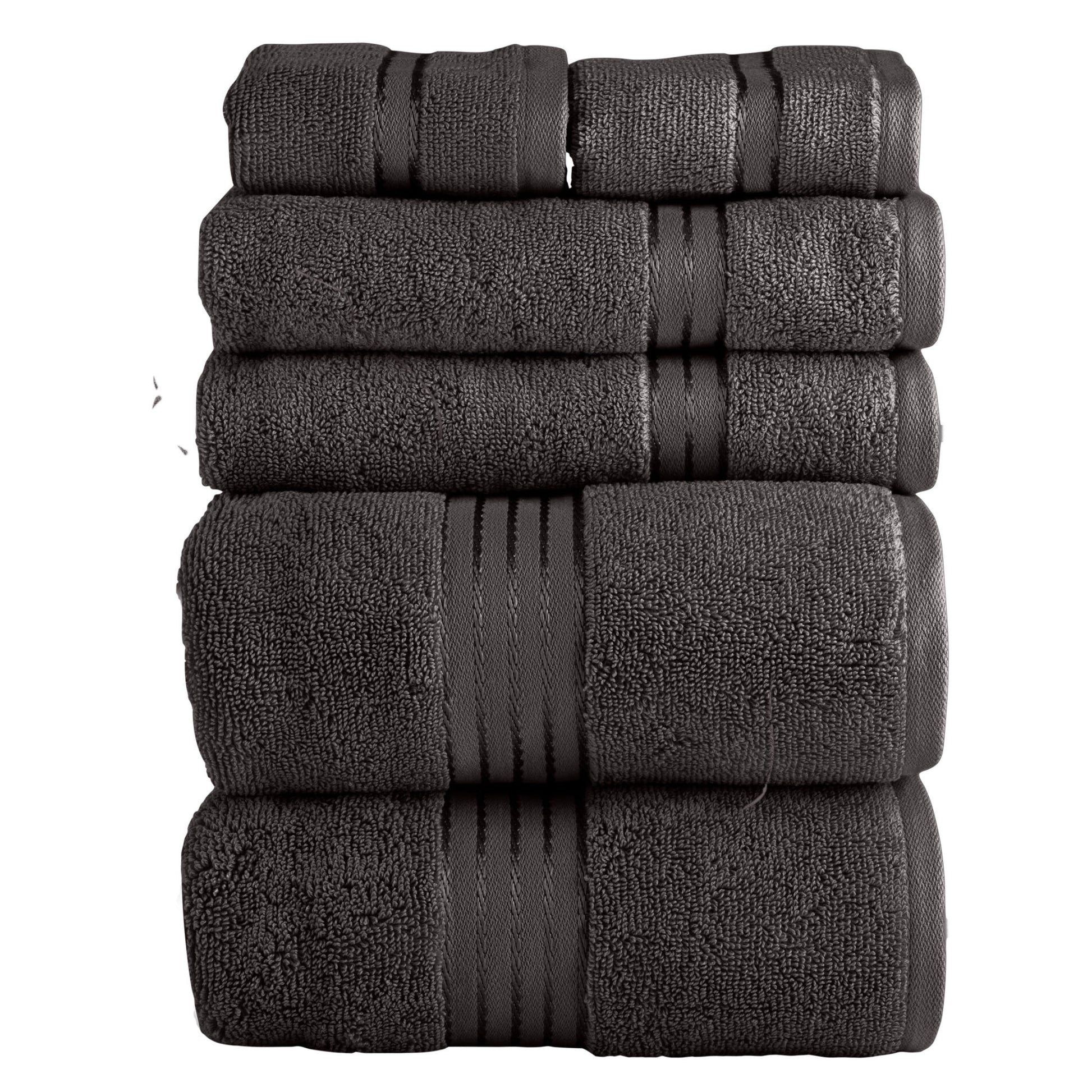 Lavish Home 6 Piece Towel Set - 625GSM Cotton Bathroom Accessories (Charcoal)