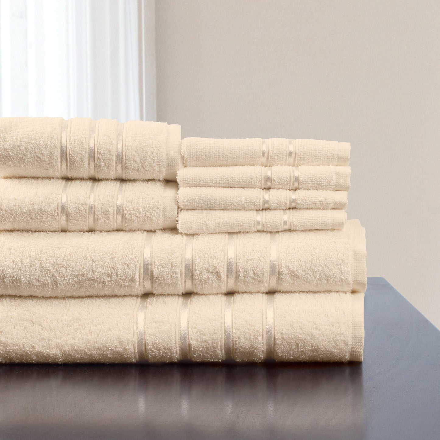 Lavish Home 8-Piece 100% Cotton Complete Plush Bath Towel Set (Green)