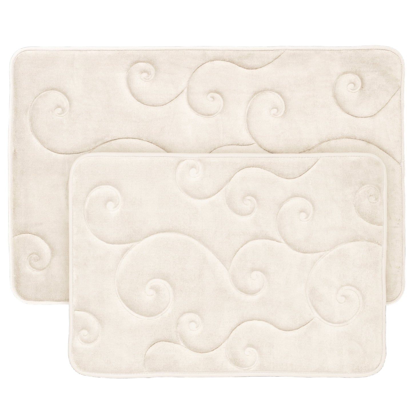 Somerset Home Memory Foam Bath Mat Set, 2-Pieces, Coral Fleece Embossed Pattern