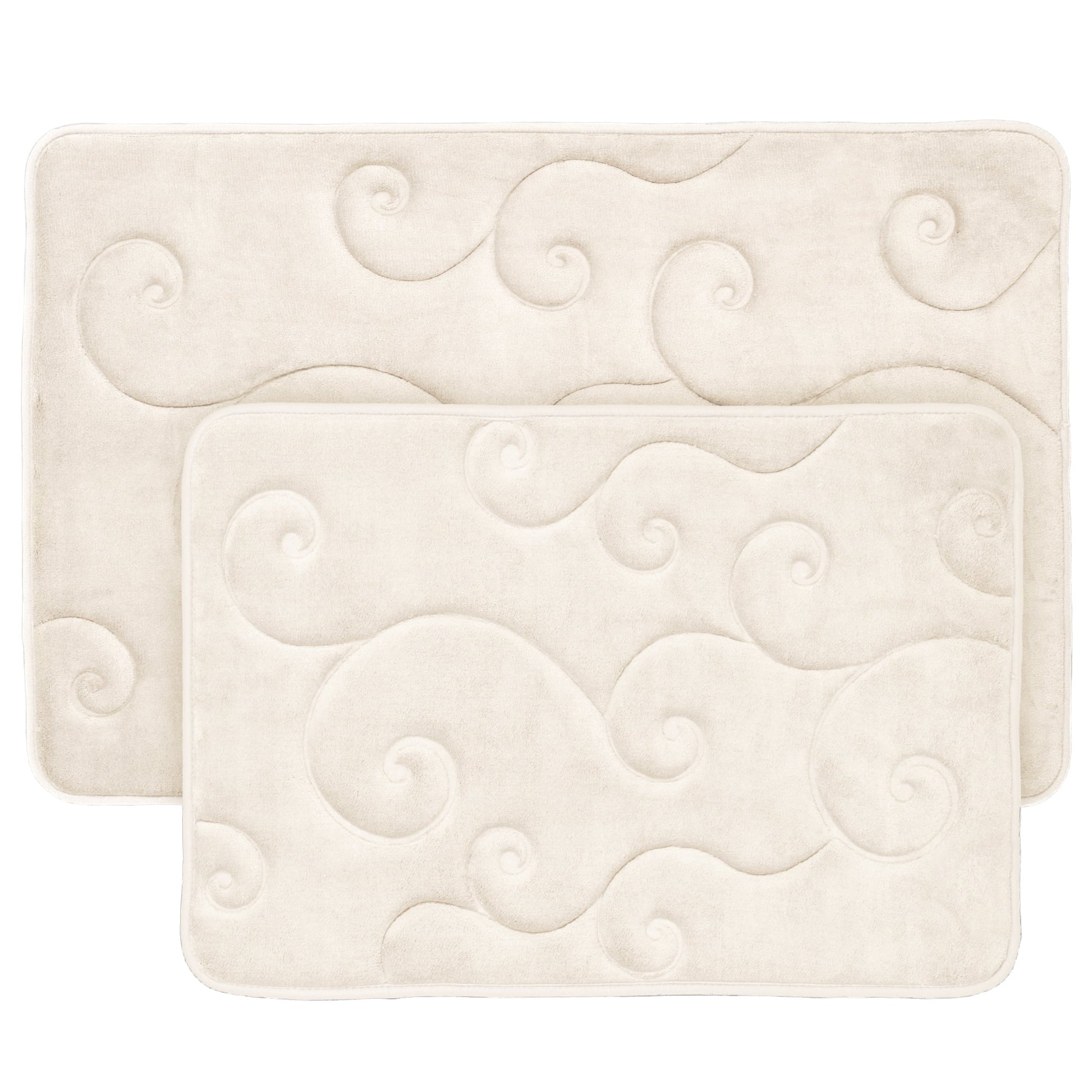 Somerset Home Memory Foam Bath Mat Set, 2-Pieces, Coral Fleece Embossed Pattern