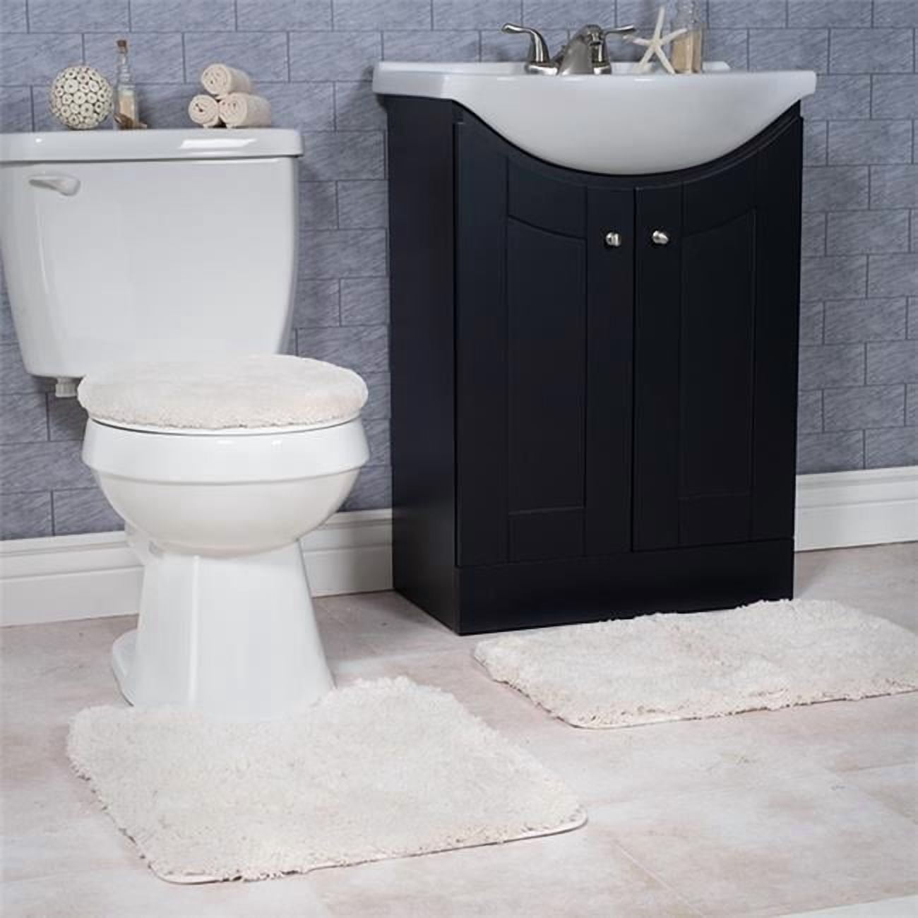 Lavish Home 67-14-I Super Plush Non-Slip Bath Mat Rug Set, Ivory - 3 Piece