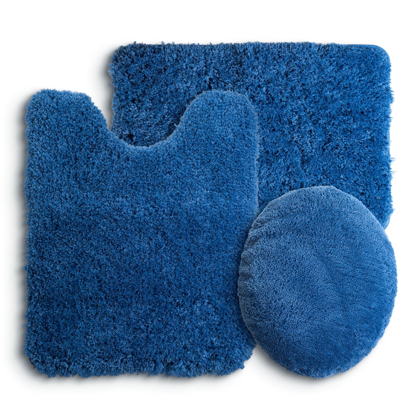 Lavish Home 3-Piece Bath Rug Set with Contour Mat and Toilet Cover (Navy)