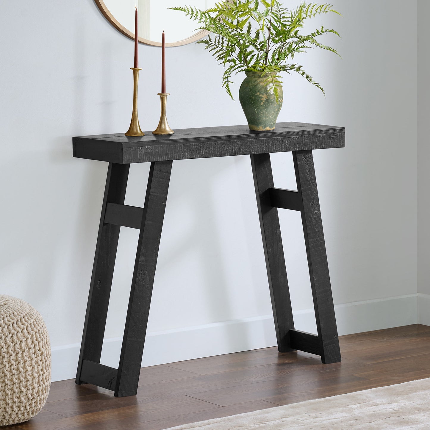 Alaterre Furniture Lawas Solid Wood Console Table - 36 Inch Small Entryway Table (Brown)
