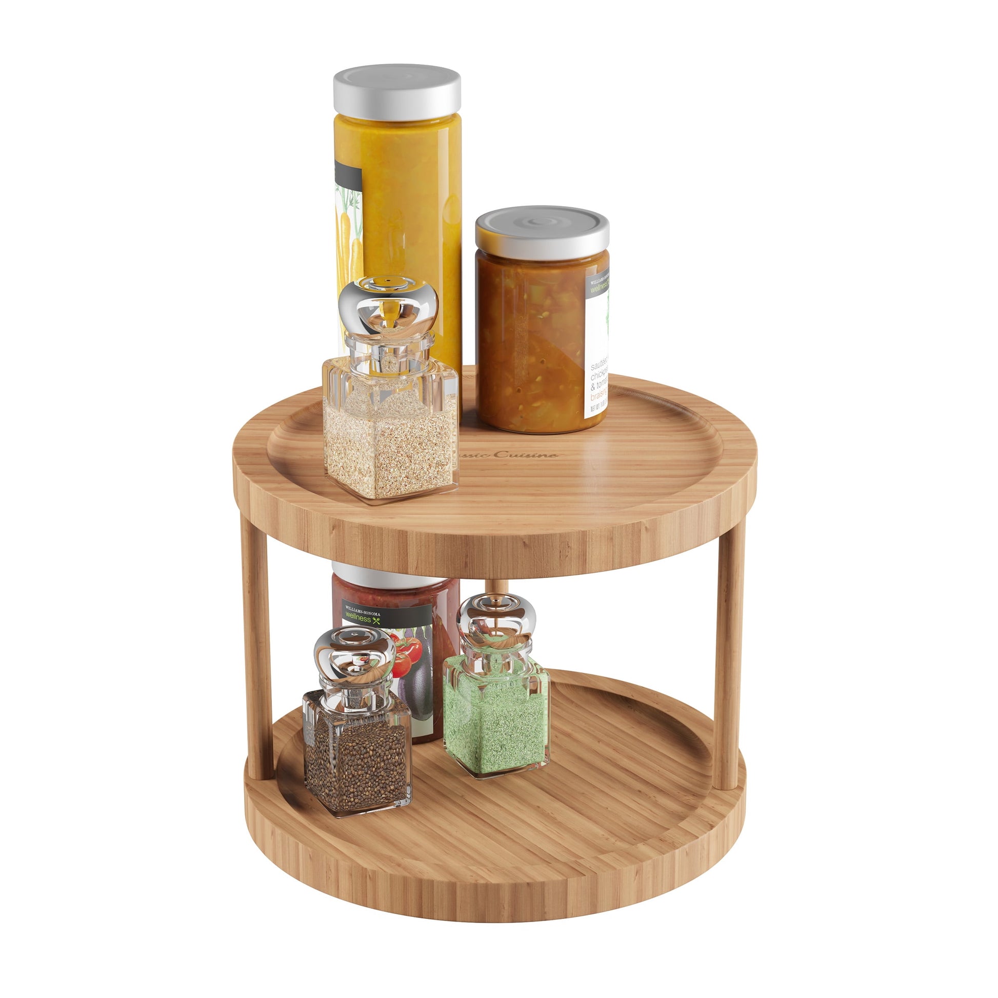Lazy Susan â€“ All-Natural Bamboo Round Two Tier Turntable with 10 inch Diameter by Classic Cuisine