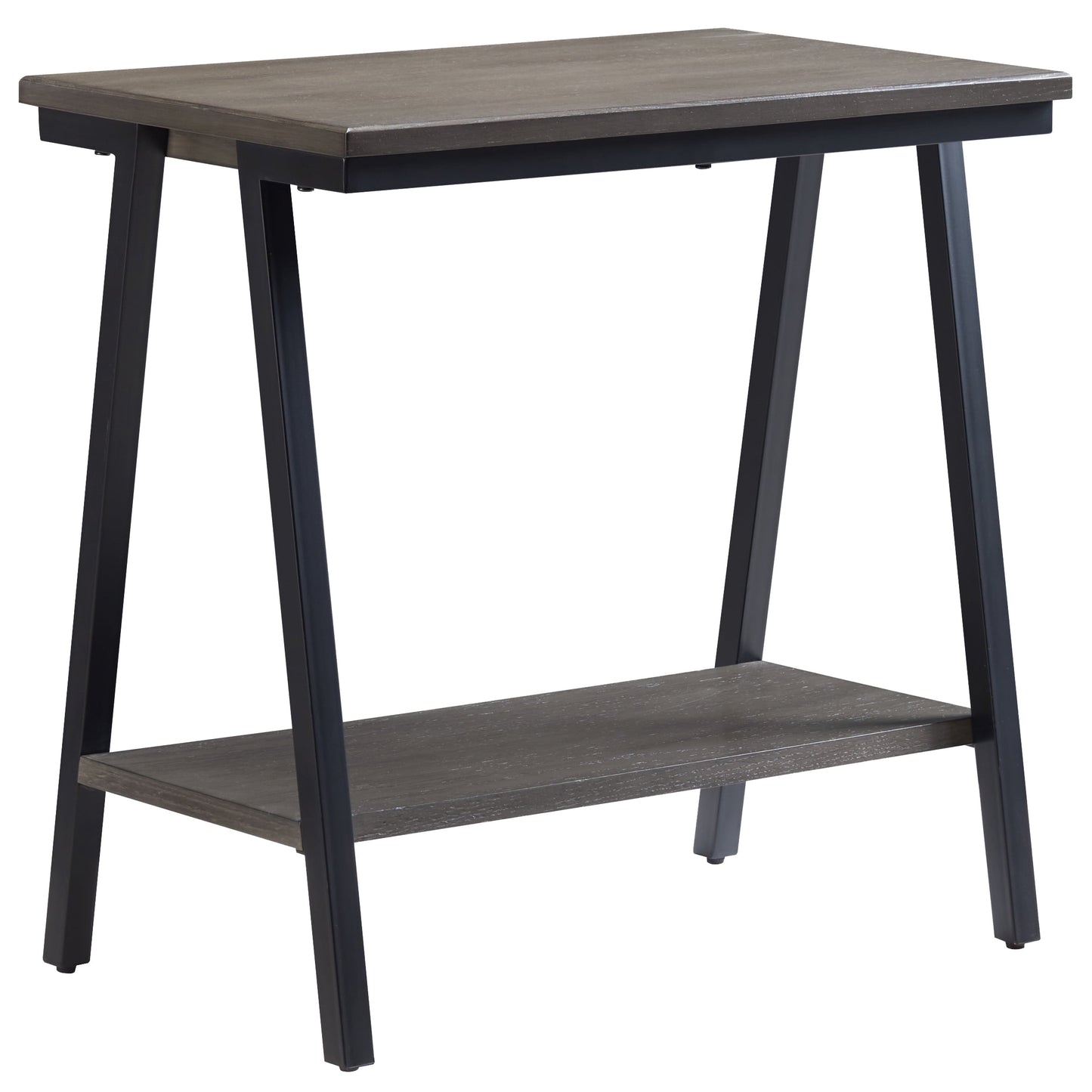 Leick Furniture Empiria Mesa Auxiliar Estrecha de Madera y Metal con Repisa, Gris/negro Mate
