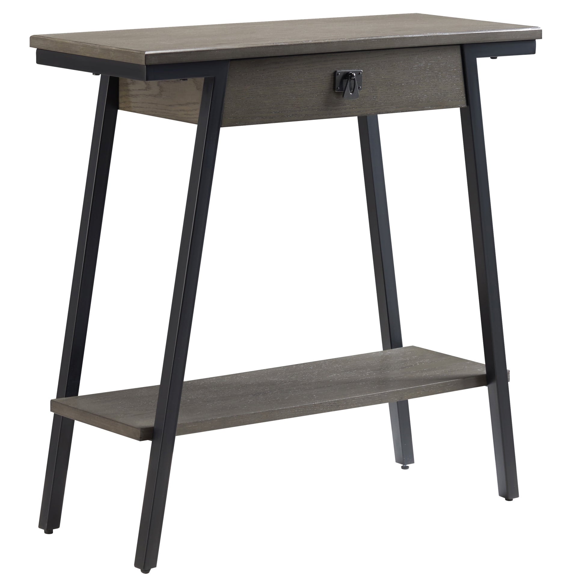 Leick Home Empiria Wood and Metal Console Table with Drawer, Gray/Matte Black