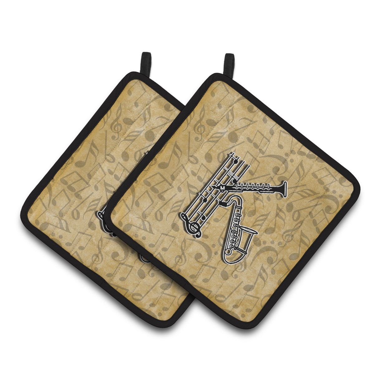 Letter K Musical Instrument Alphabet Pair of Pot Holders