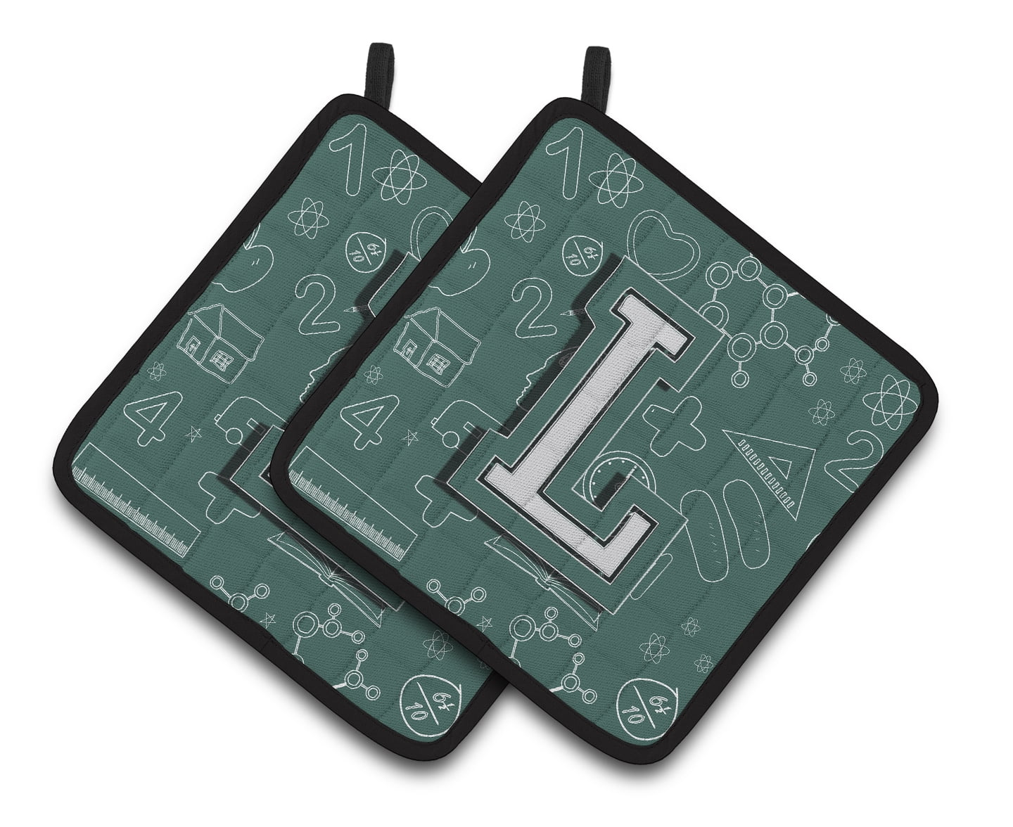 Letter L Back to School Initial Pair of Pot Holders