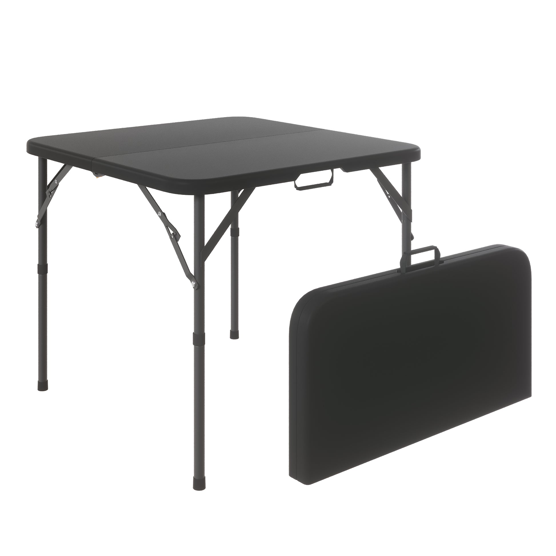 Leumius 34" Square Folding Table,Fold-in-Half Plastic Card Table,Picnic Party Event Dining Camp Table for Indoor Outdoor,Black