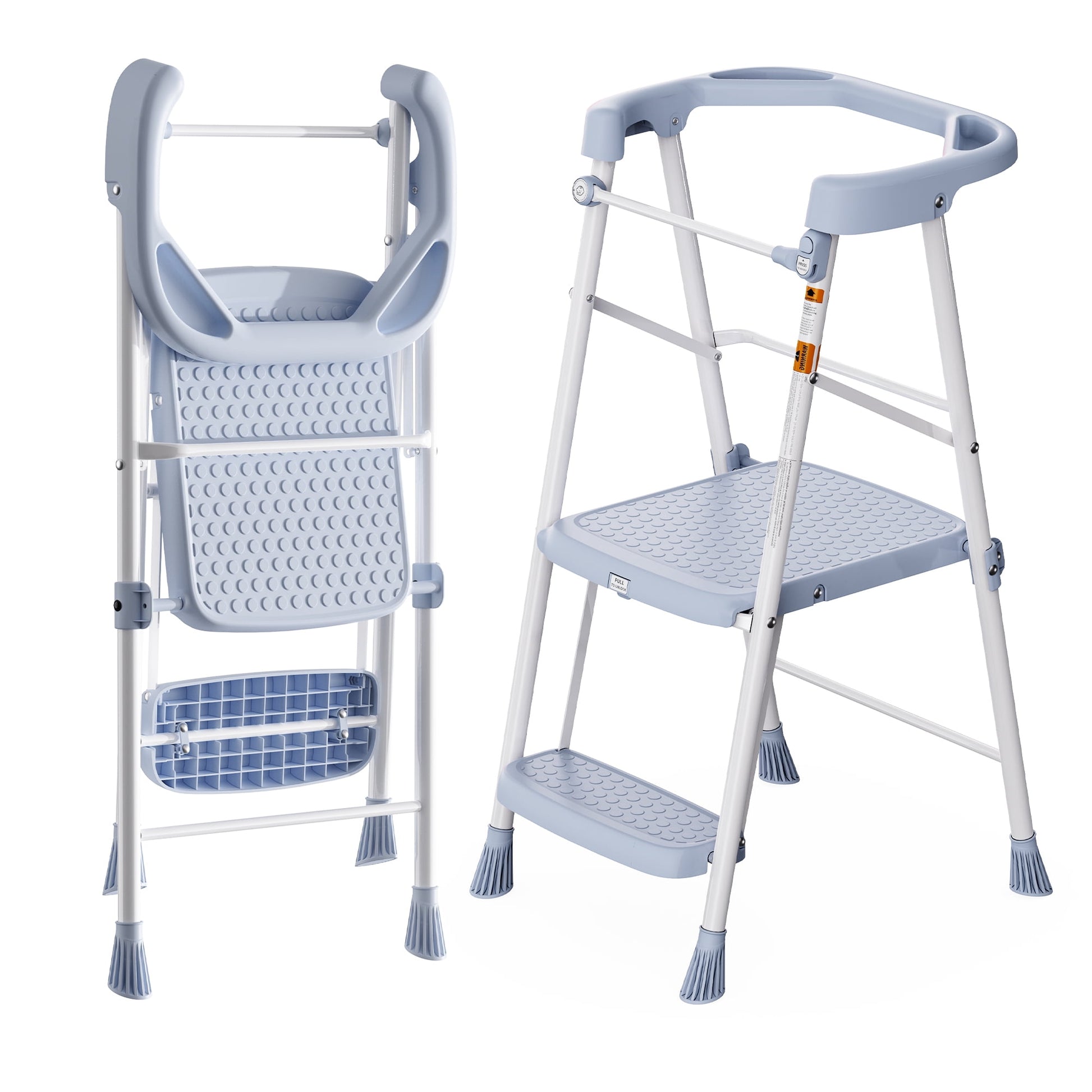 LevLad Toddler Kitchen Step Stool Helper for Kids, Foldable Learning Standing Tower for Kitchen Counter, Bathroom, Blue