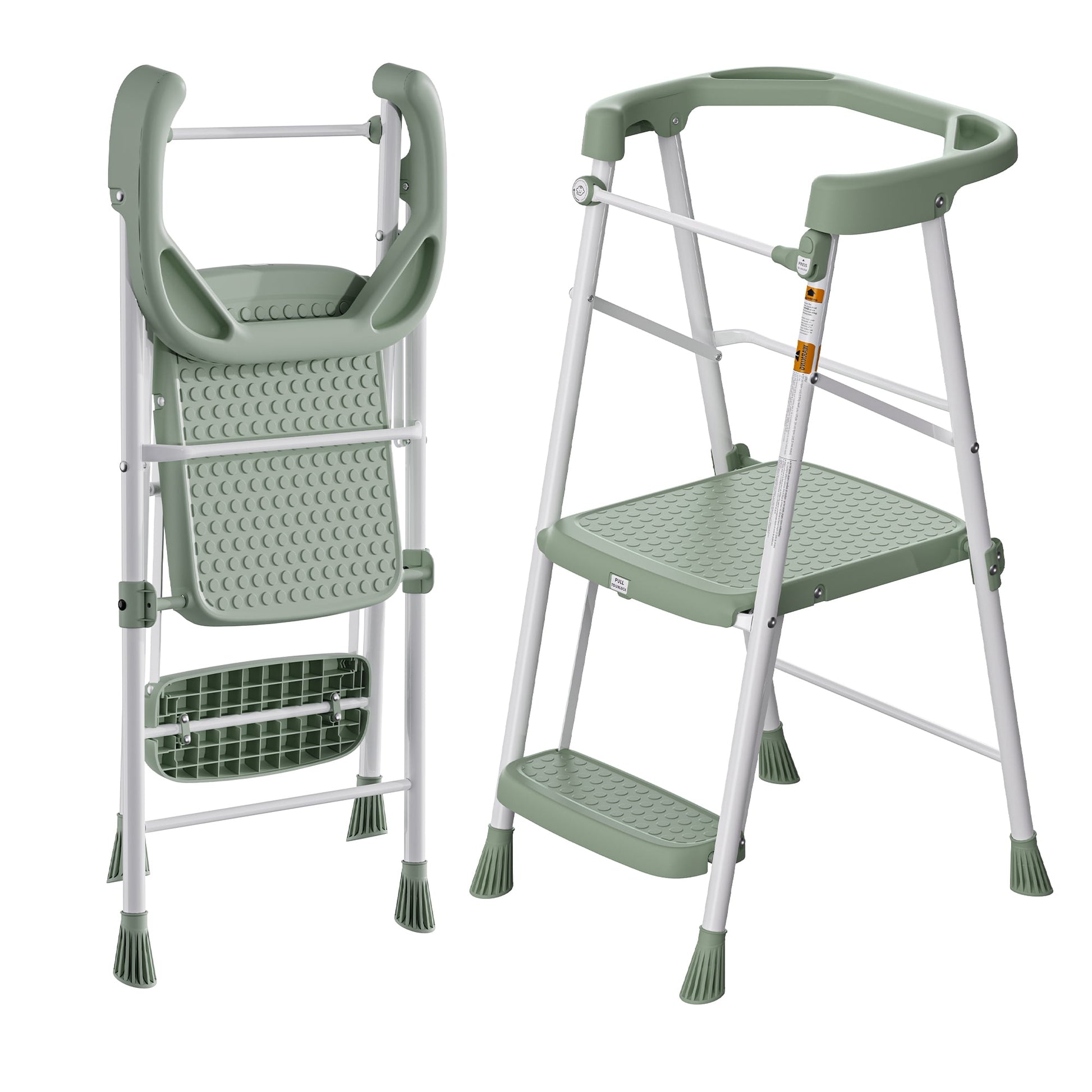 LevLad Toddler Kitchen Step Stool Helper for Kids, Foldable Learning Standing Tower for Kitchen Counter, Bathroom, Green