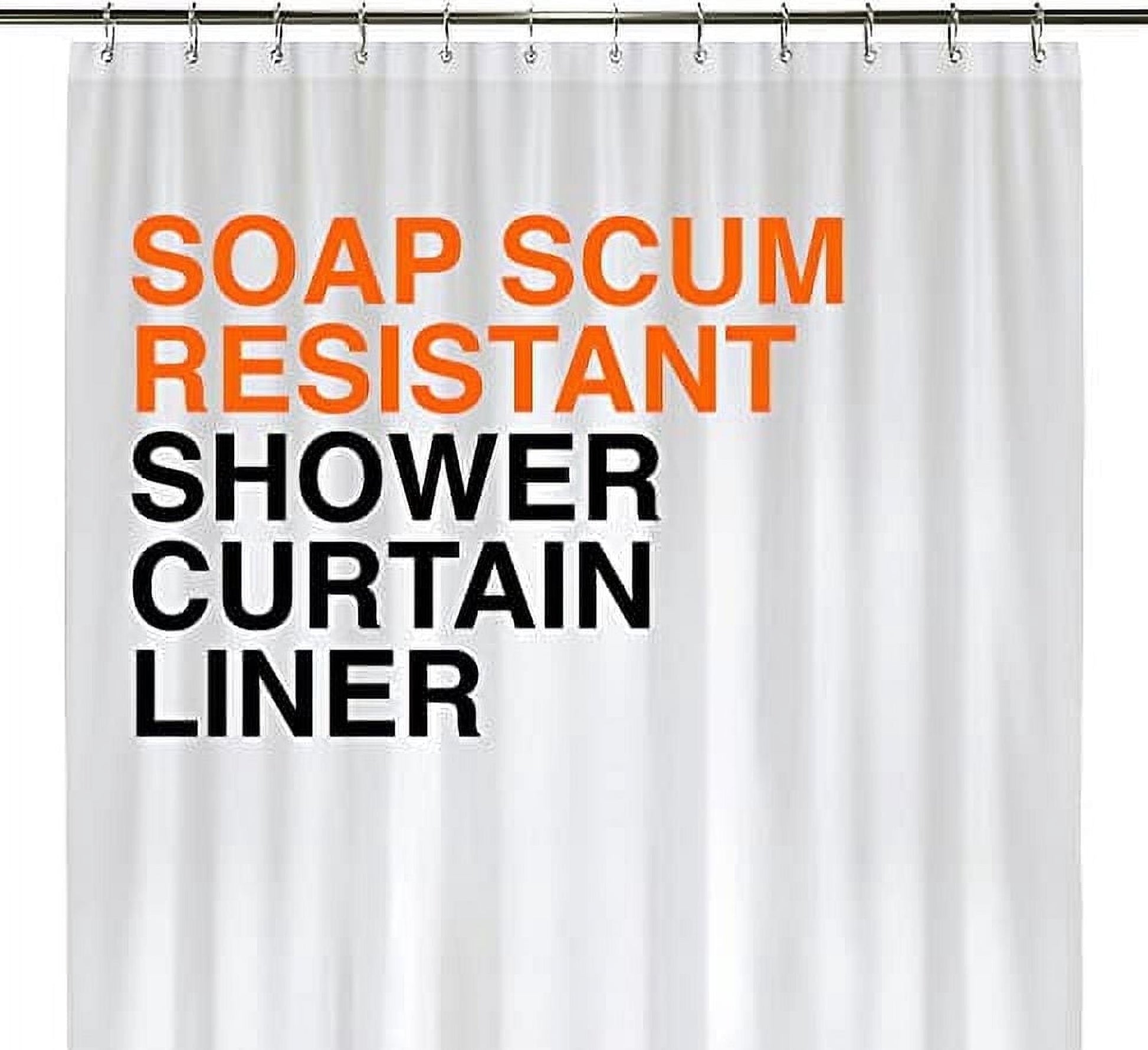 Liba PEVA 10G Super Heavy Weight Bathroom Curtain Shower Liners, Non-Toxic Fabric, Heavy-Duty Thickness, Waterproof, White, 72" W x 72" H