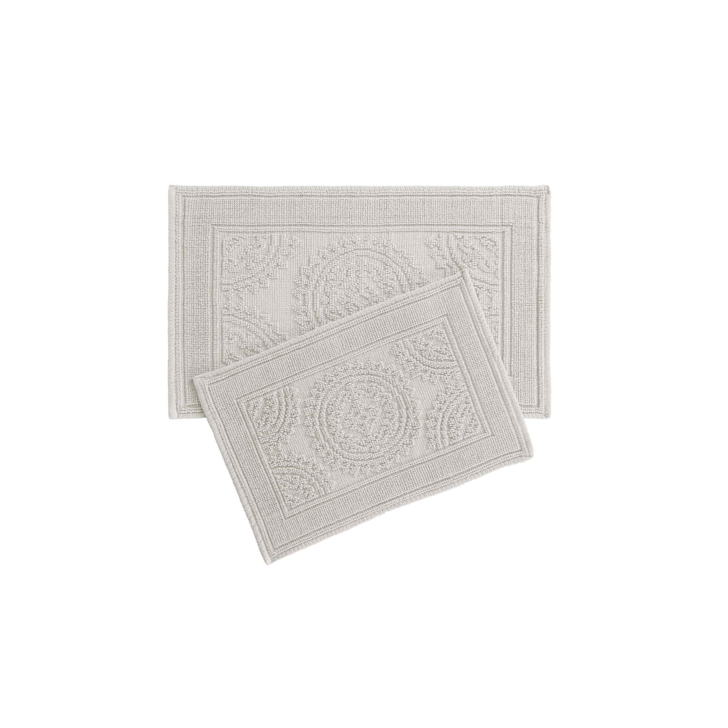 Light Grey, Medallion, 2-Piece Bath Rug Set, Jean Pierre