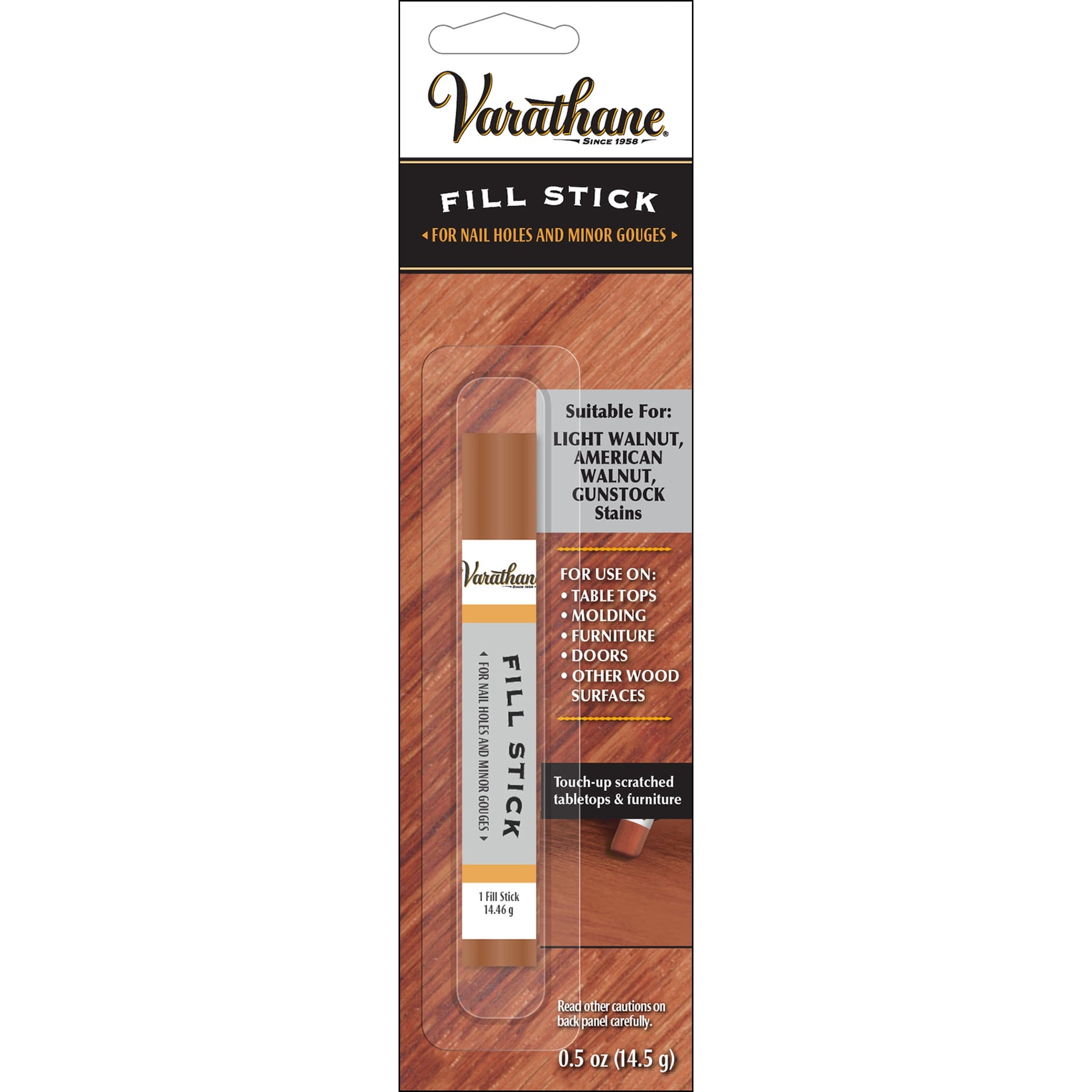 Paquete de 6, Nogal Claro, Nogal Americano, Gunstock, Varathane Barra de Relleno de ReparaciÃ³n de Madera Premium-215369, 0.5 oz