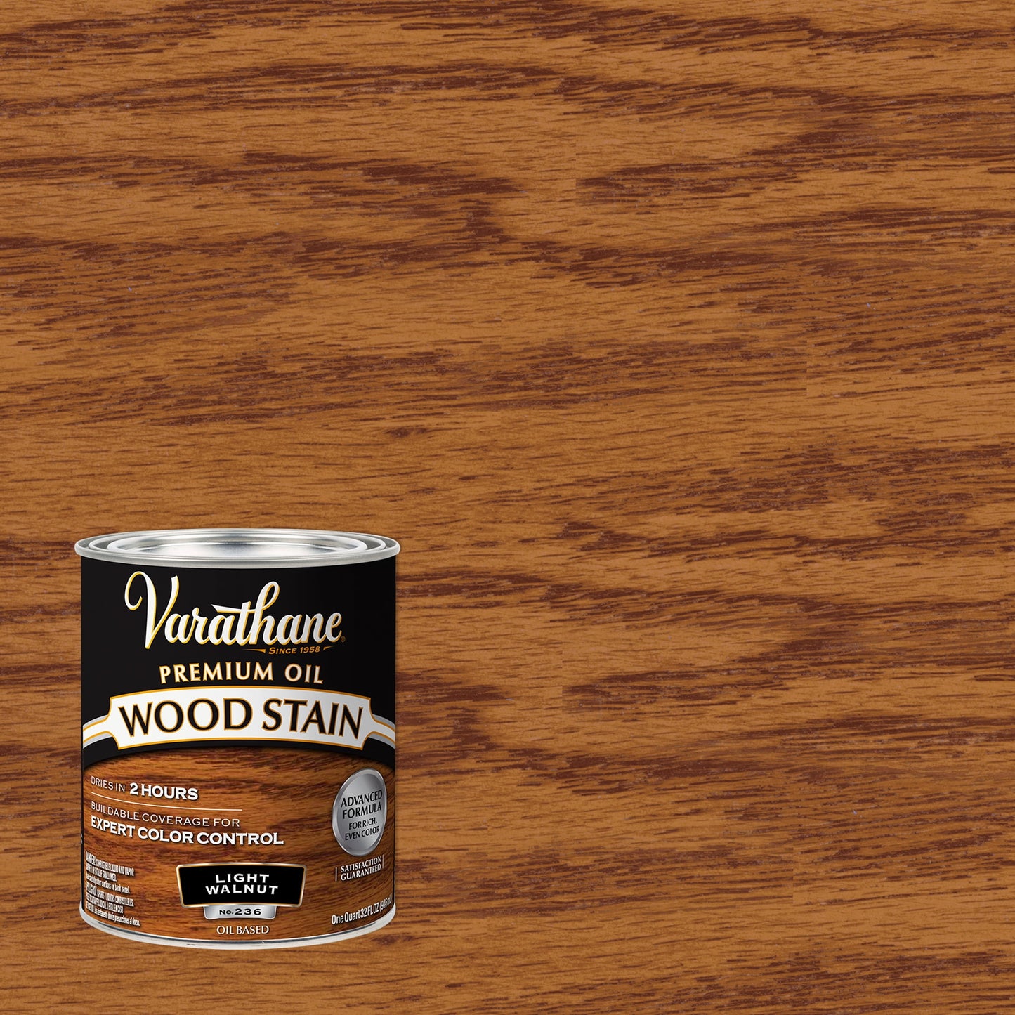 2 Pack, Light Walnut, Varathane Premium Oil-Based Interior Wood Stain-211719H, Quart