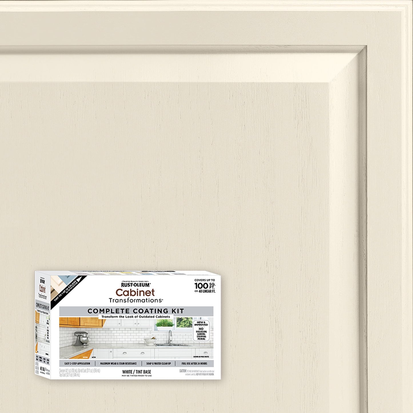 Linen White, Rust-Oleum Cabinet Transformations Satin Coating Kit-37467802T, Quart