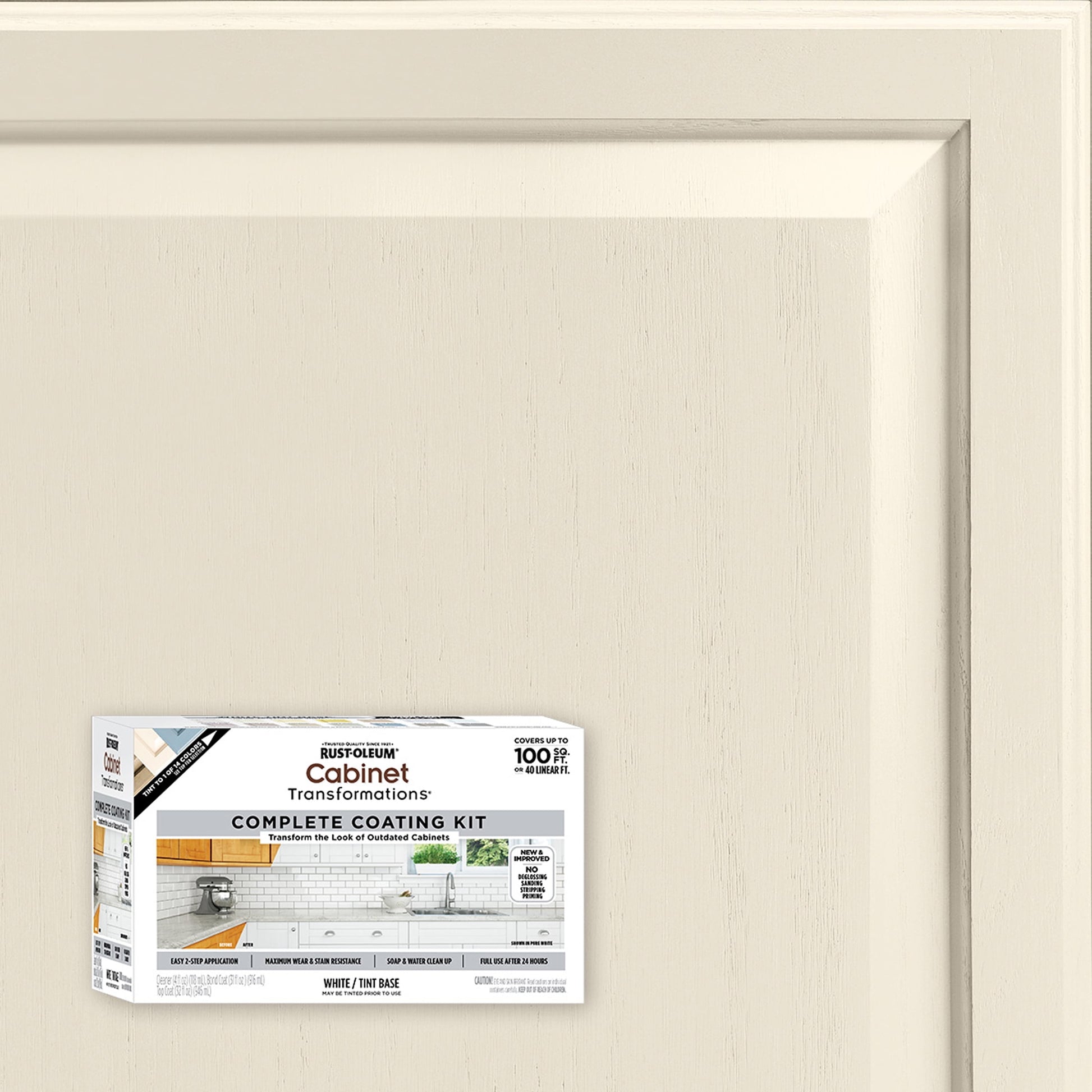 Linen White, Rust-Oleum Cabinet Transformations Satin Coating Kit-37467802T, Quart