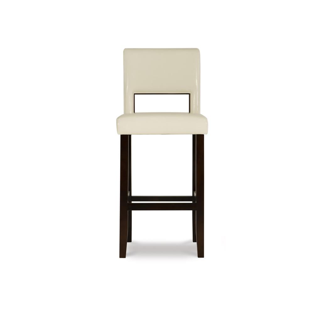Linon Vega Banco de Bar de Madera Tapizado en Cuero SintÃ©tico Blanco de 30.5" Espresso Oscuro