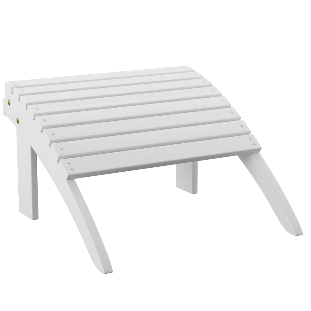 Arched Wooden Ottoman with Slatted Design and straight Legs, White
