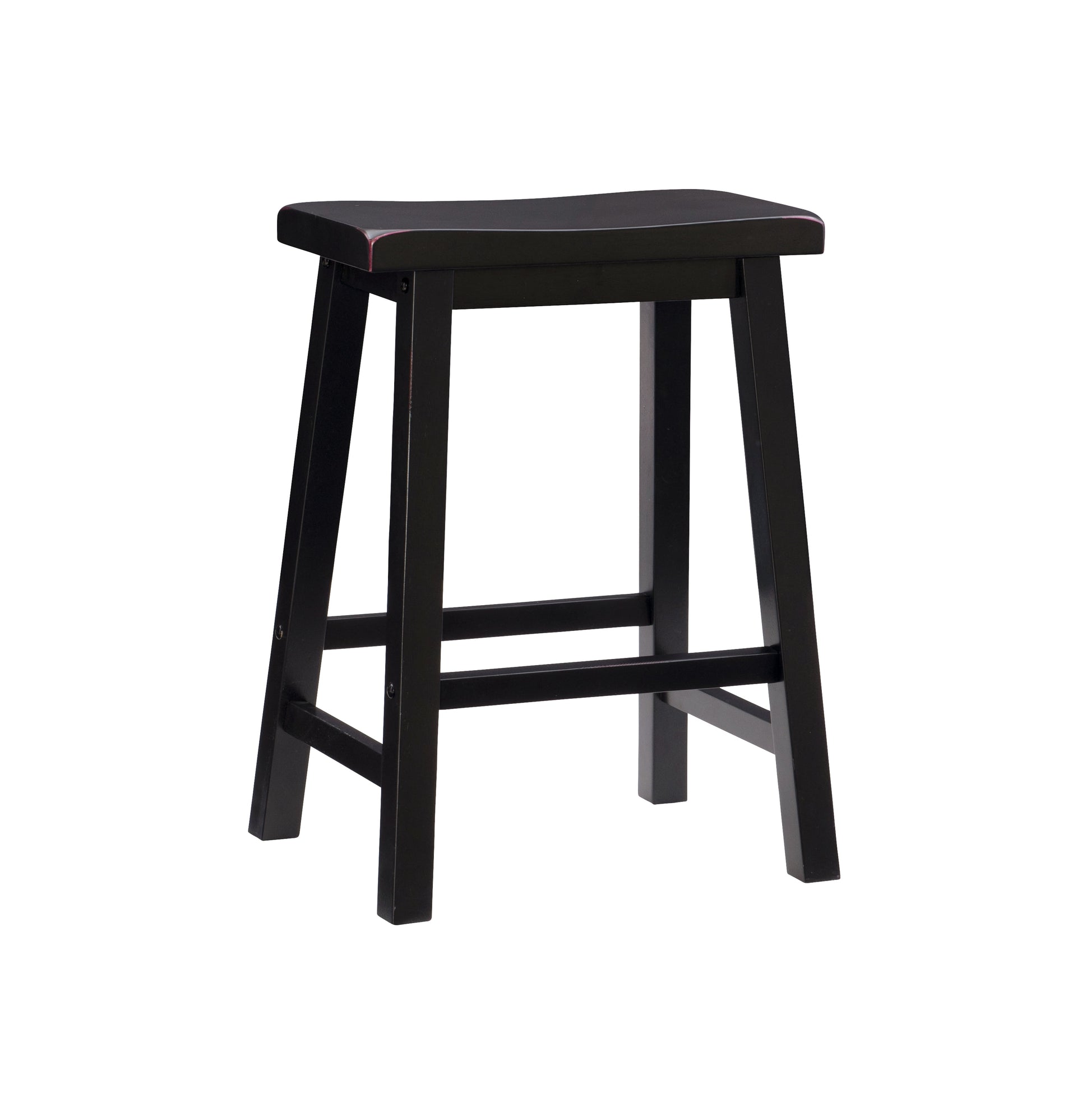 Linon Beamon 24" Sturdy Wood Backless Saddle Seat Counter Stool in Antique Black