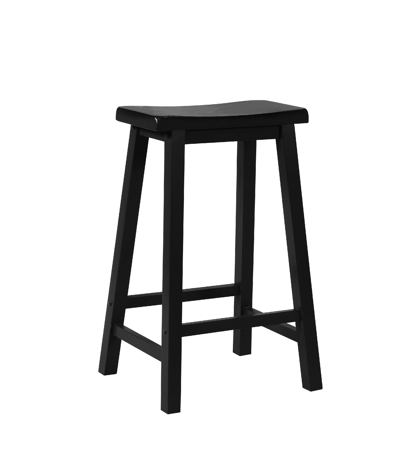 Linon Beamon 29" Sturdy Wood Backless Saddle Seat Bar Stool in Antique Black