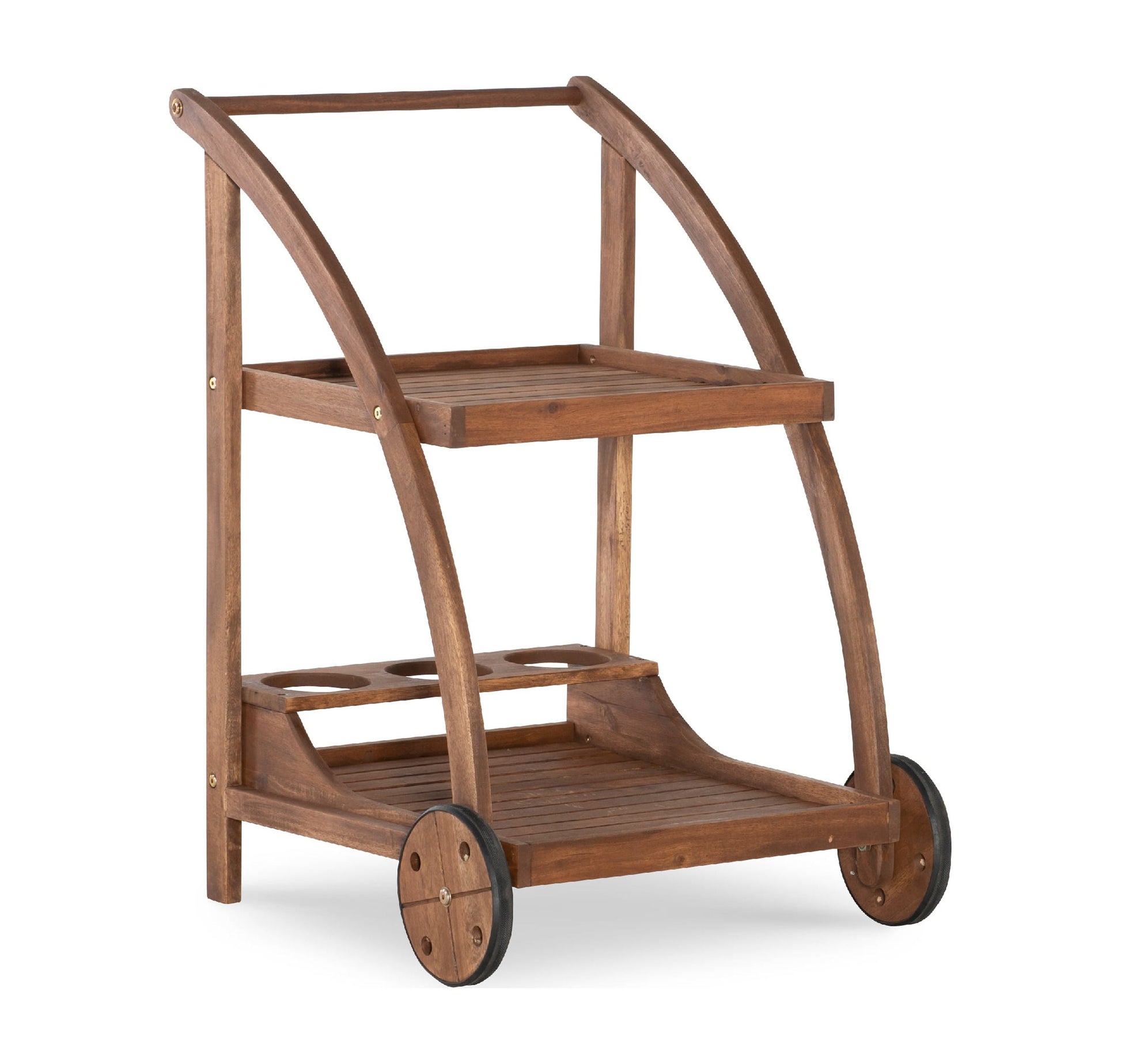 Linon Crosscreek 2-Tier Outdoor Drink Trolley, Acorn Finish