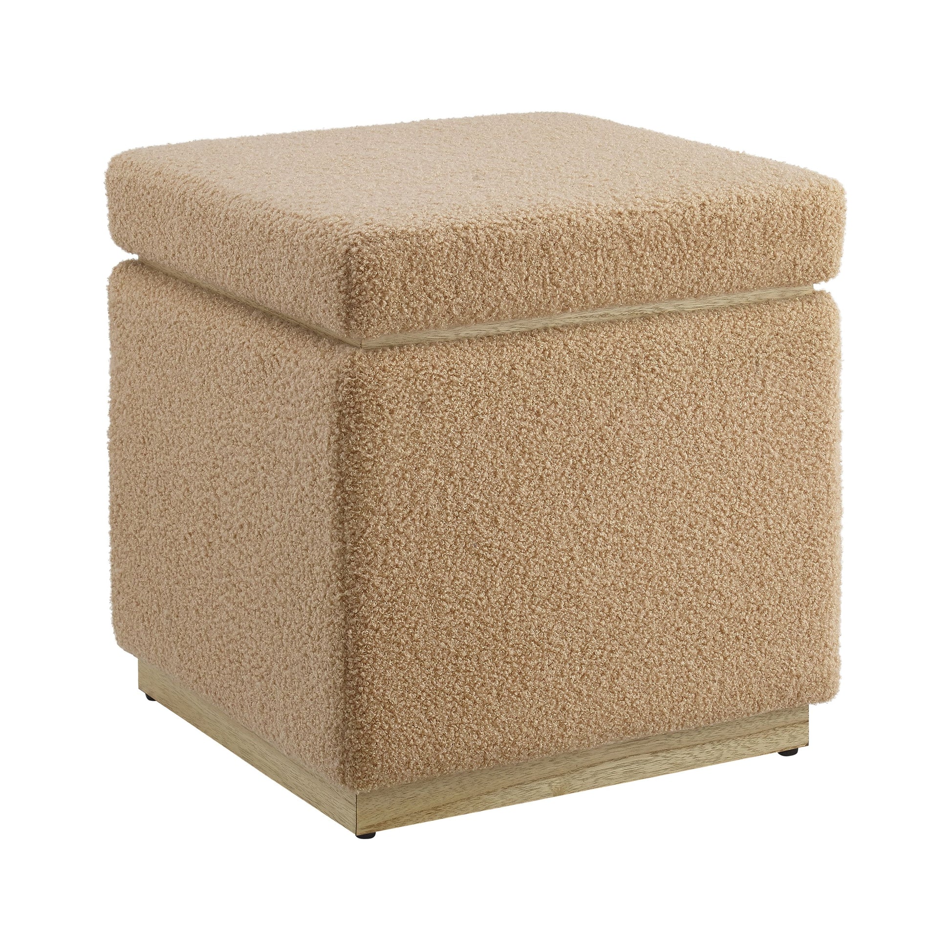 Linon Elta Square Storage Ottoman, Tan Sherpa