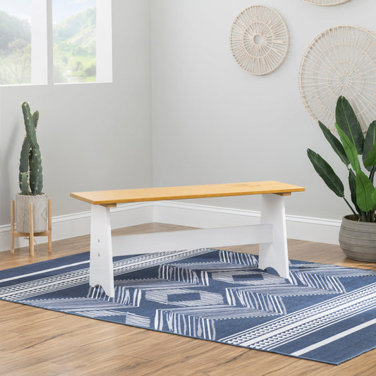 Linon Kasey Banco de Comedor Interior sin Respaldo con Almacenamiento, Miel/blanco