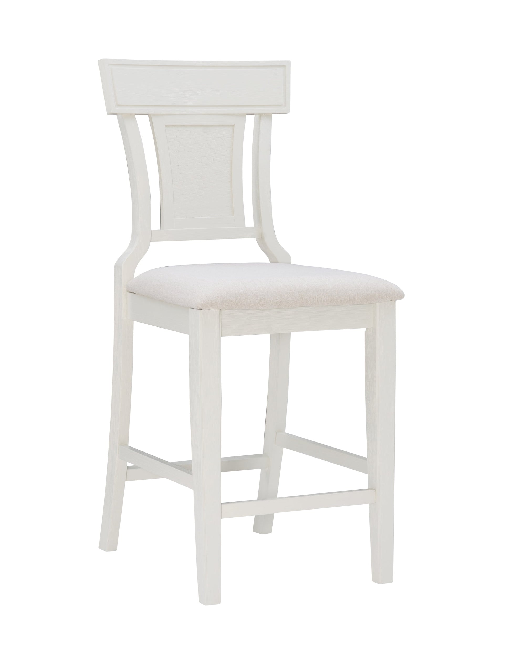 Linon Roseglen 26" High Back Indoor Wood Counter Stool, Whitewash/Beige