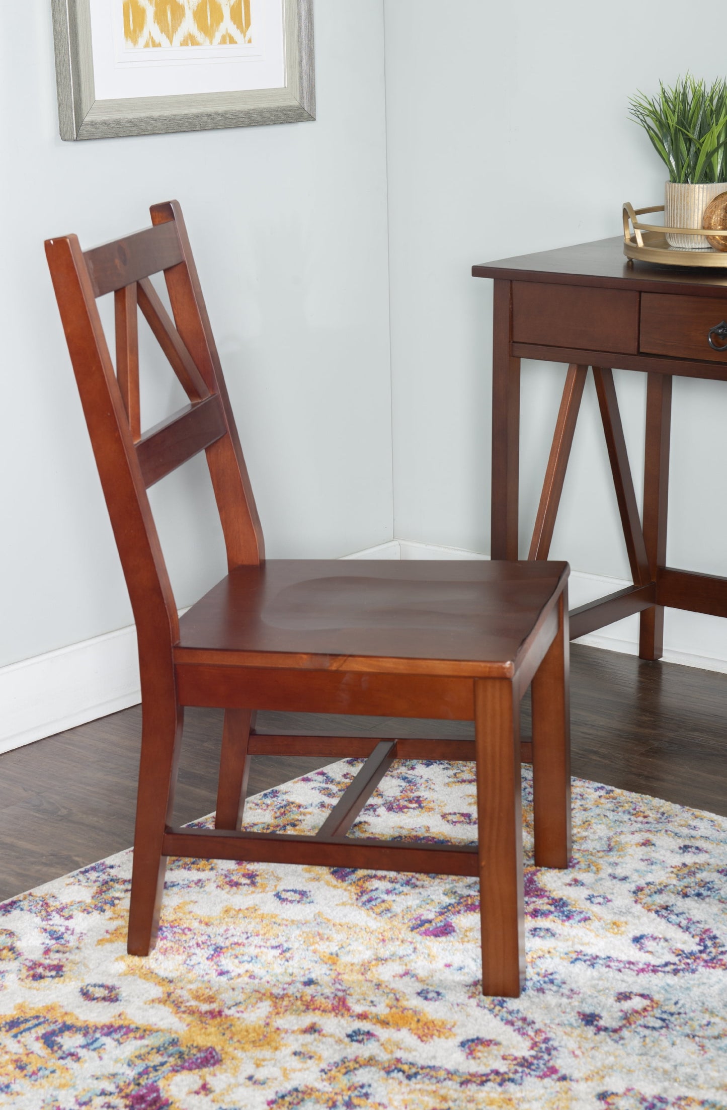 Linon Titian Solid Pine Wood Dining Chair in Tobacco Brown