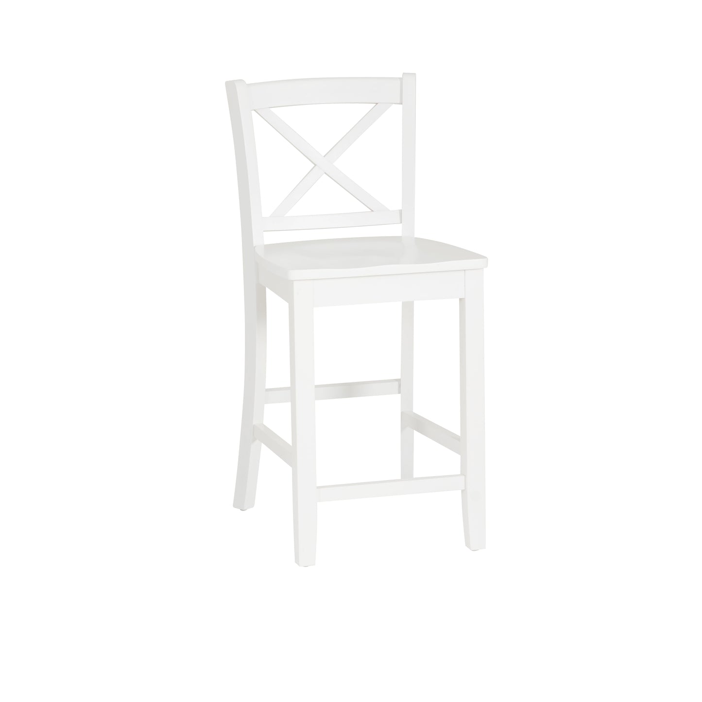 Linon Torino 24" Cross-Back Indoor Wood Counter Stool, White